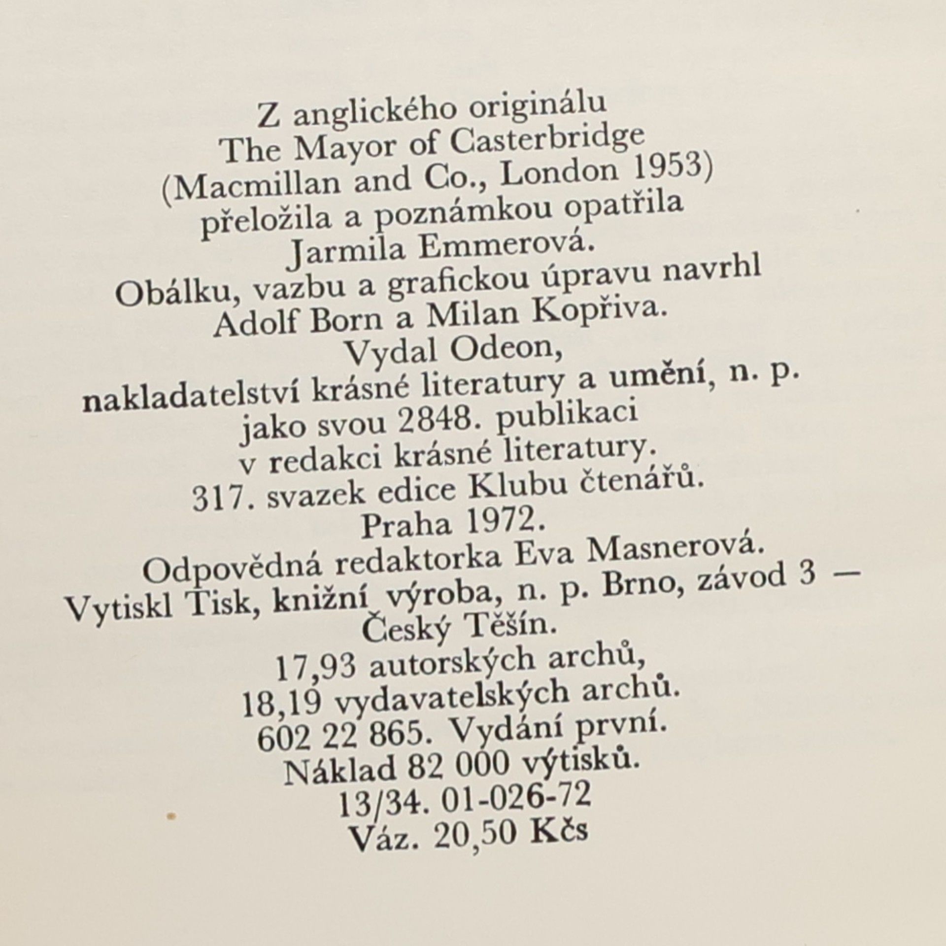 Thomas Hardy Starosta casterbridgeský