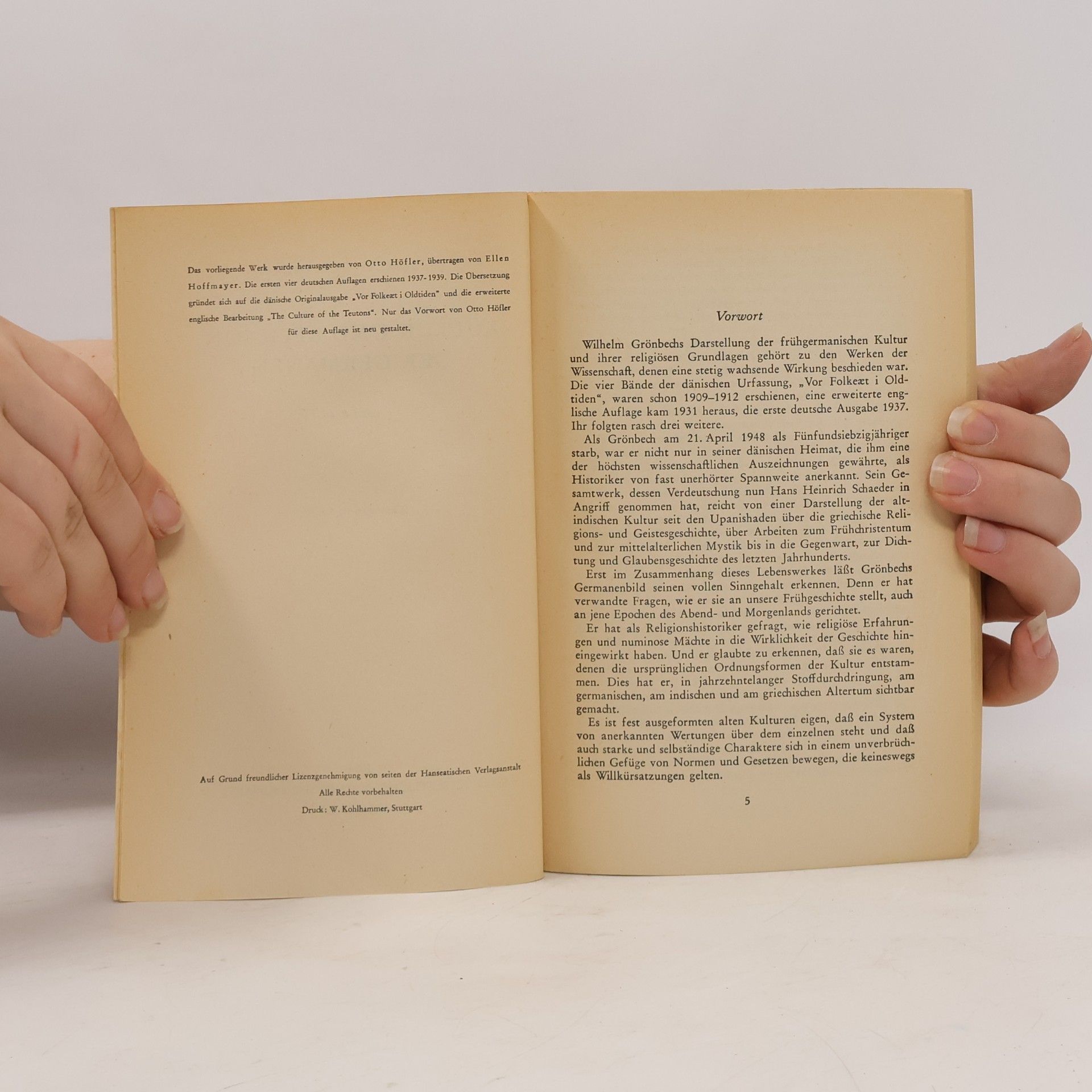 Wilhelm Grönbech Kultur und Religion der Germanen