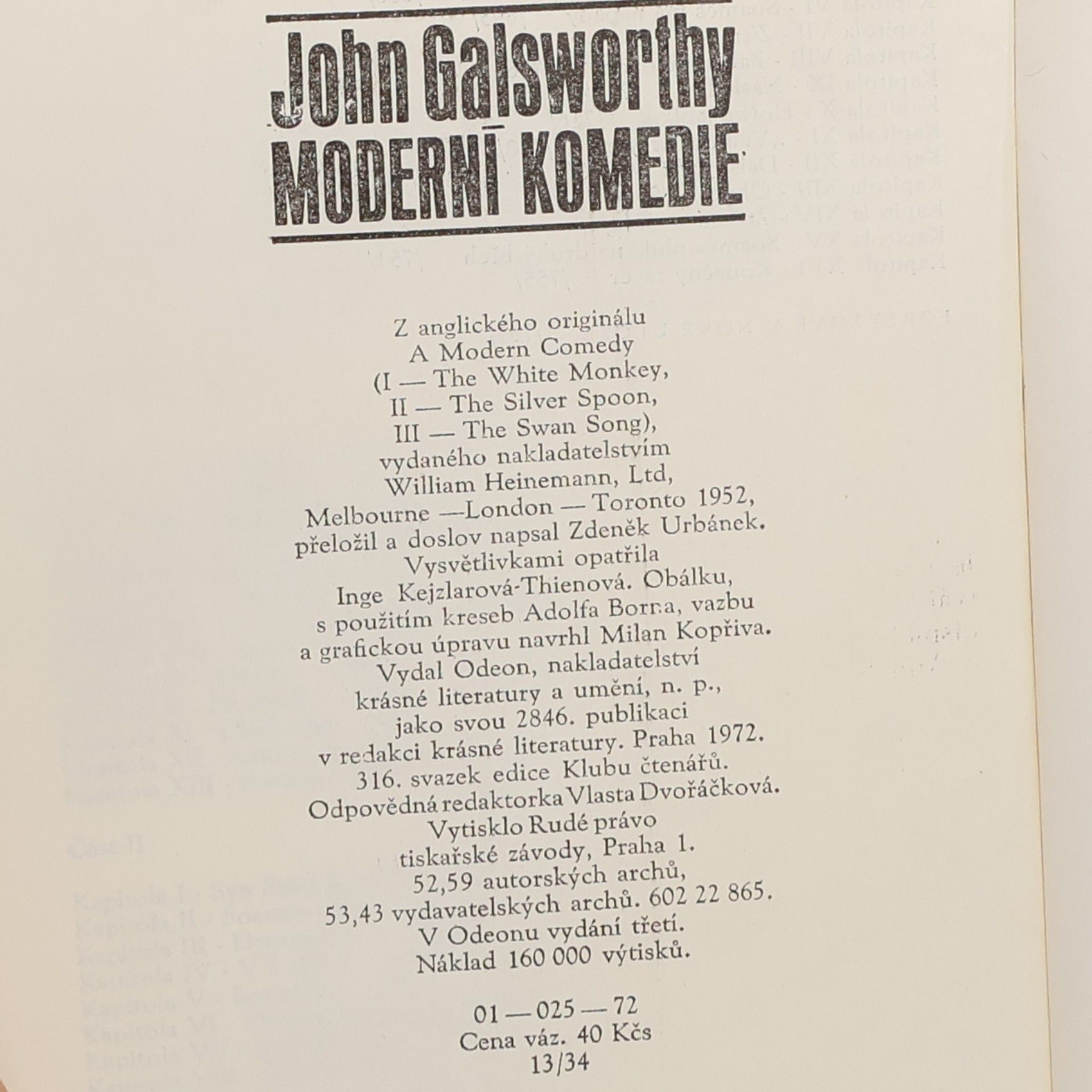 John Galsworthy Moderní komedie
