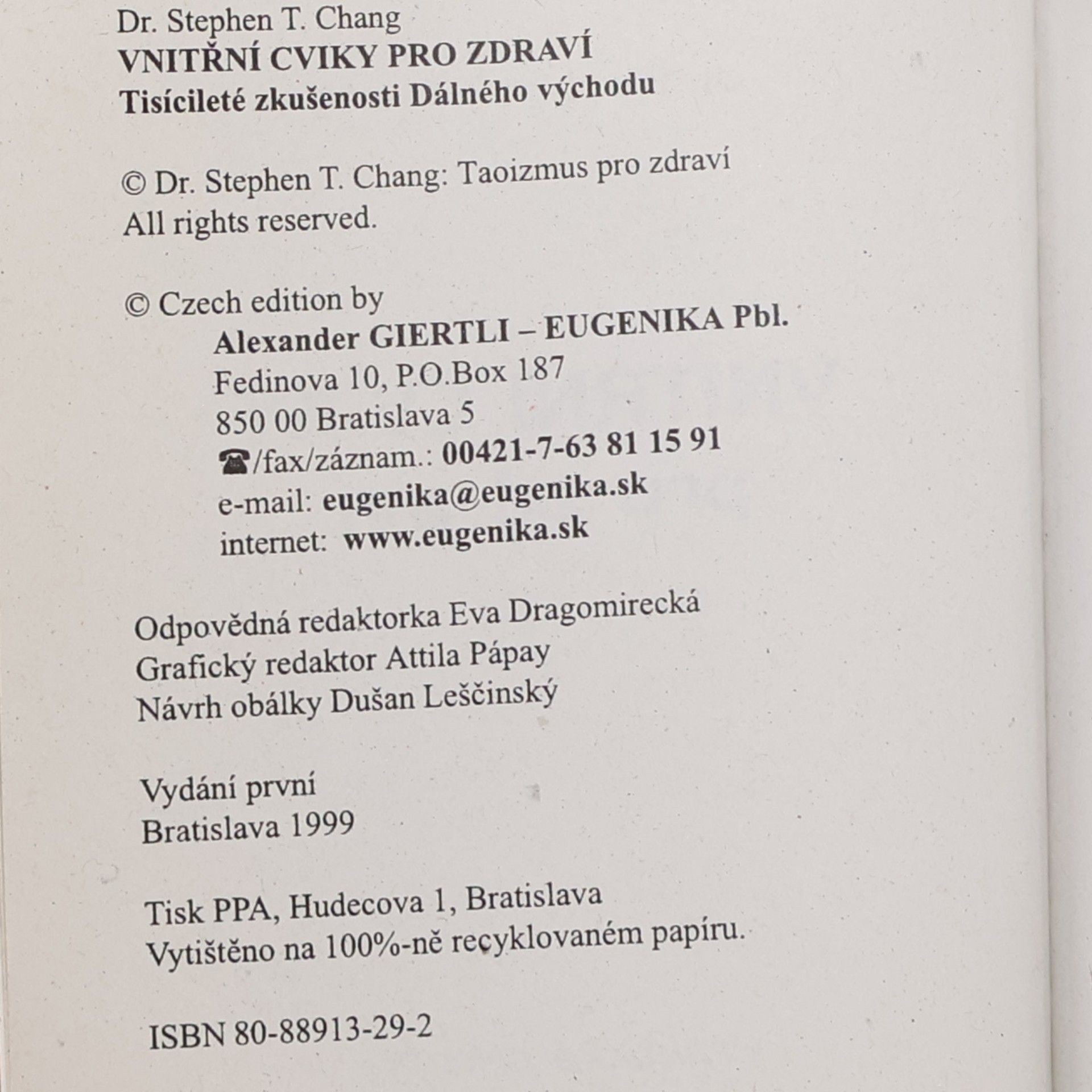 Stephen T. Chang Vnitřní cviky pro zdraví