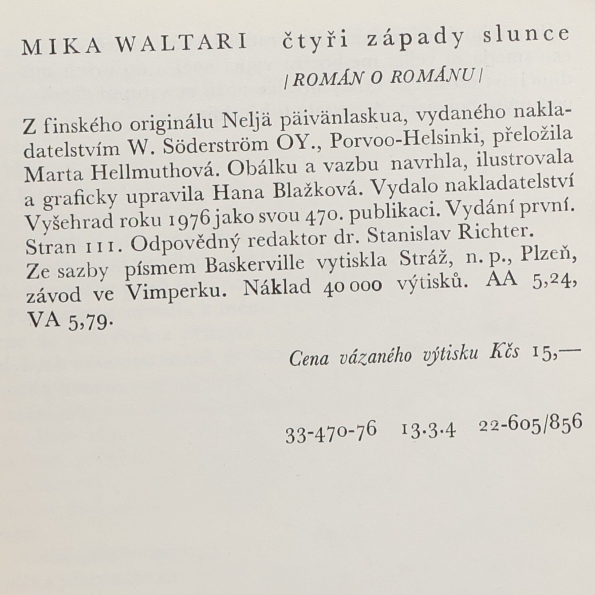 Mika Waltari Čtyři západy slunce