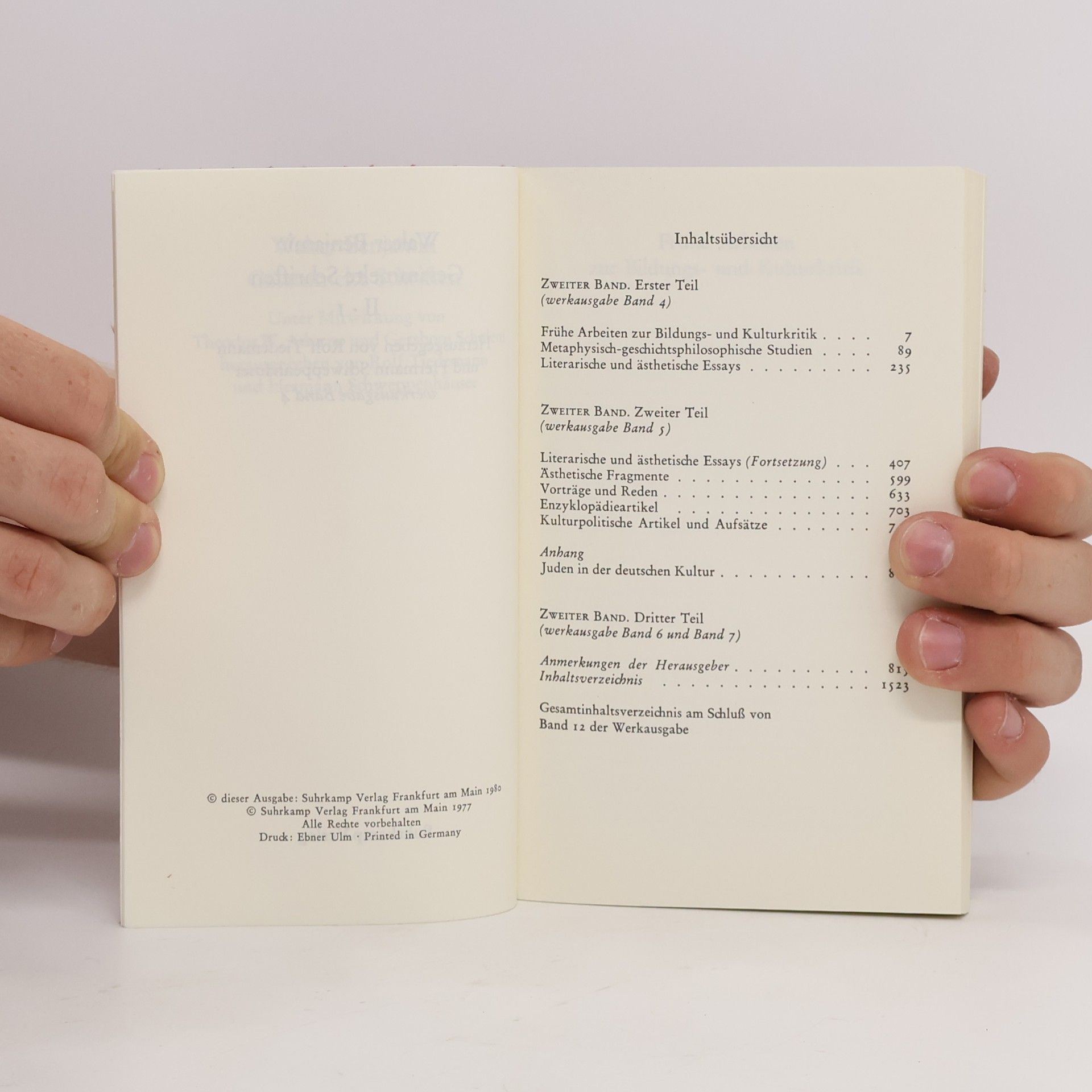 Walter Benjamin Gesammelte Schriften II.1