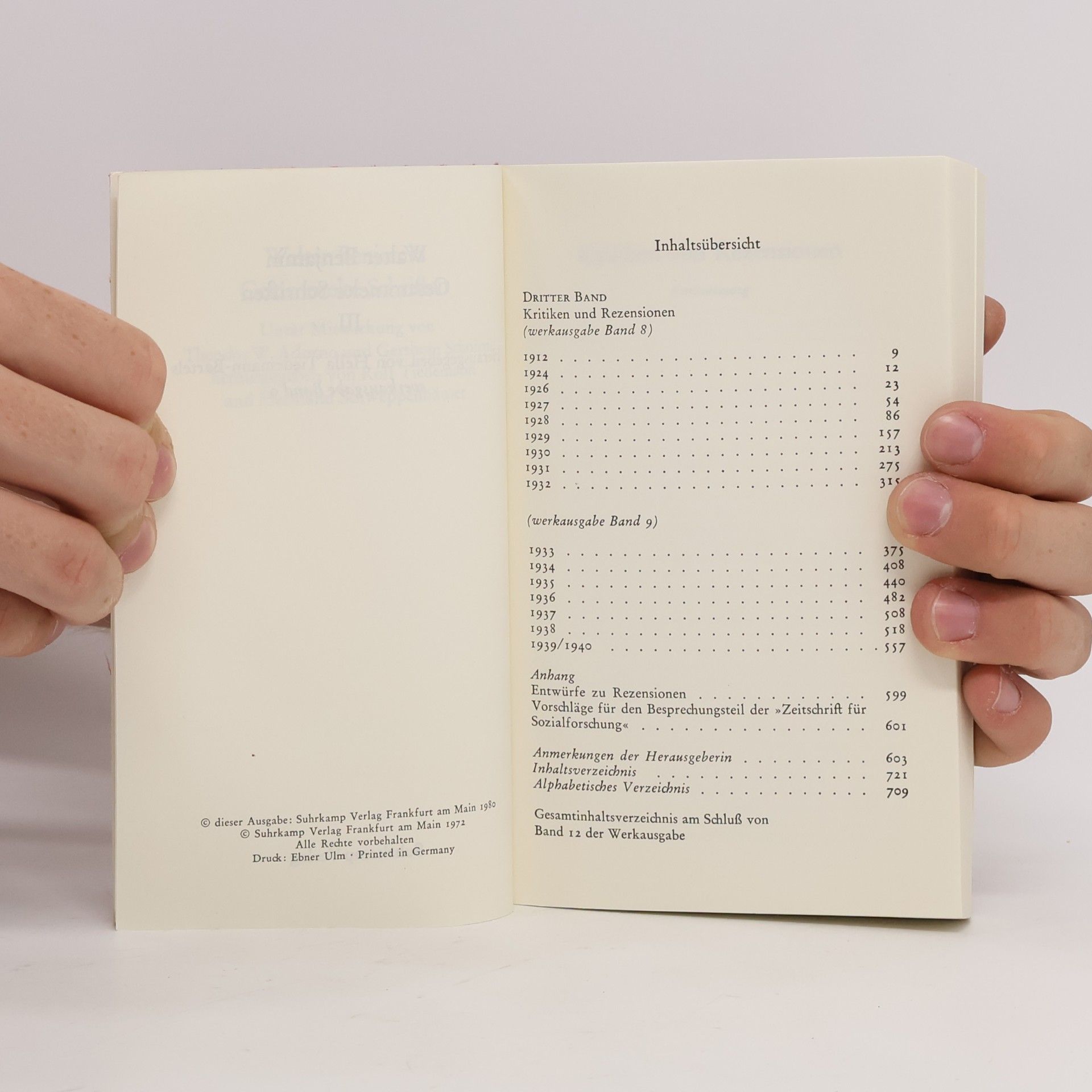 Walter Benjamin Gesammelte Schriften. Band III