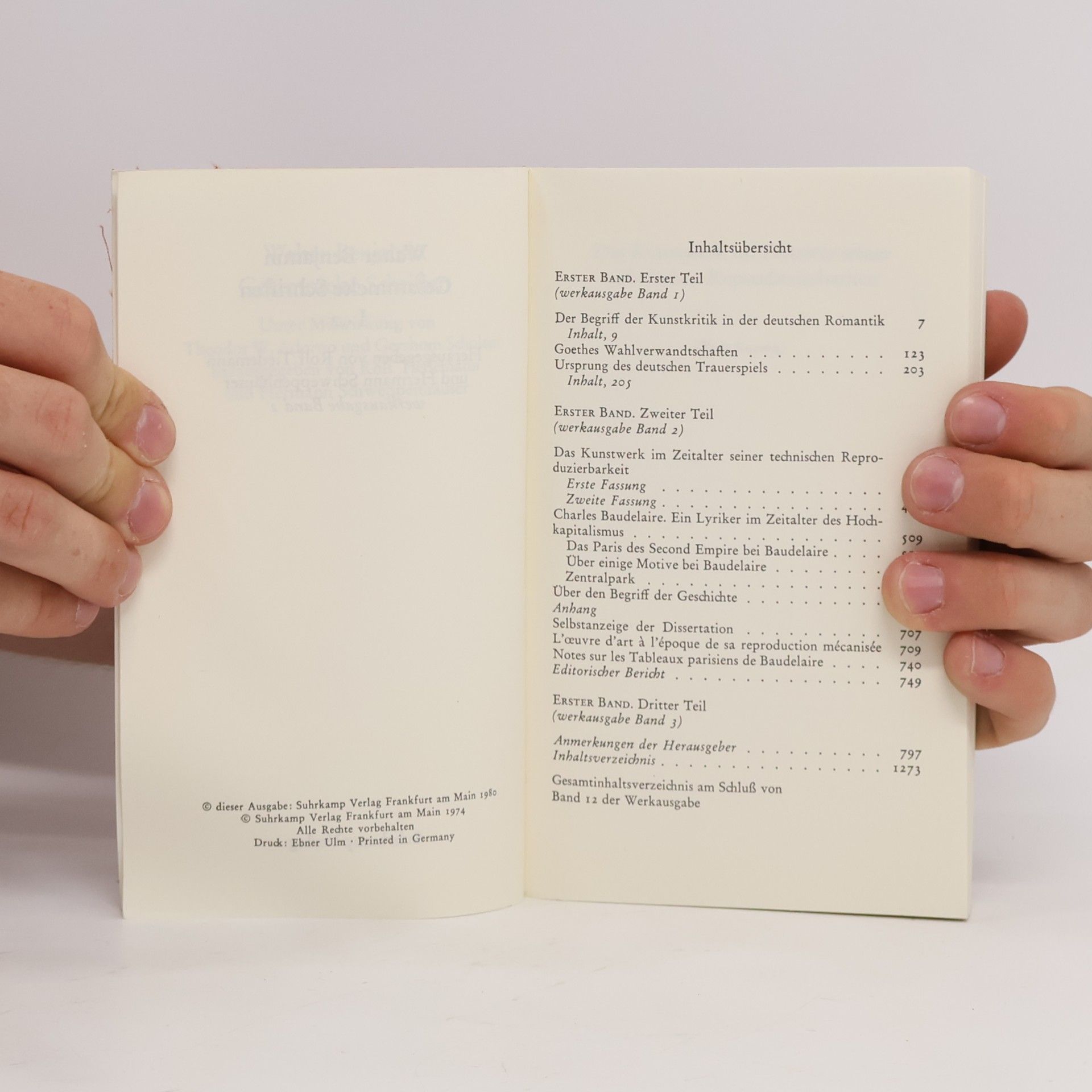 Walter Benjamin Gesammelte Schriften I.-2