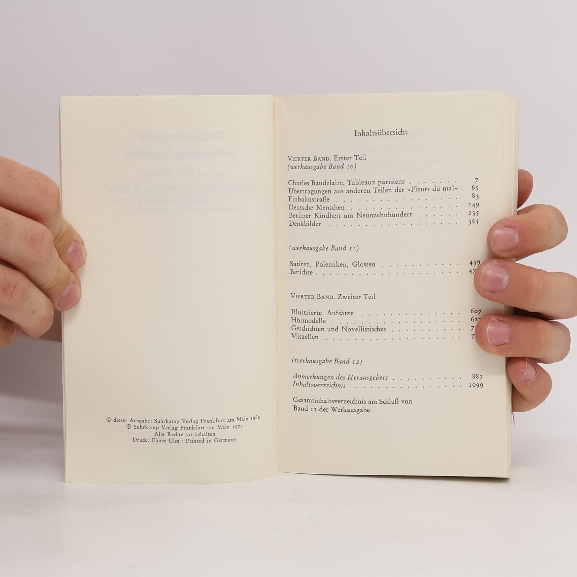 Walter Benjamin Gesammelte Schriften IV. 1