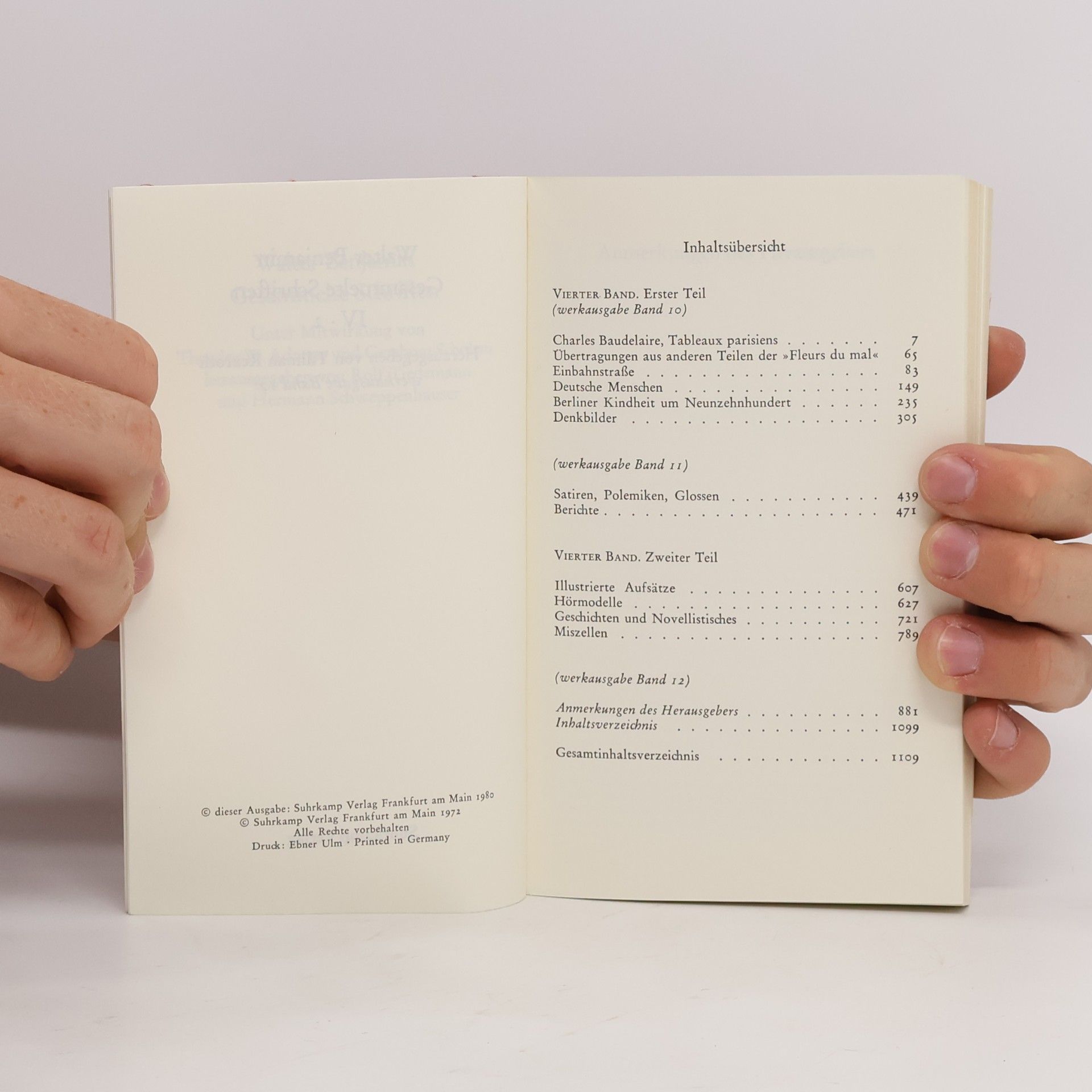 Walter Benjamin Gesammelte Schriften. Band IV.2