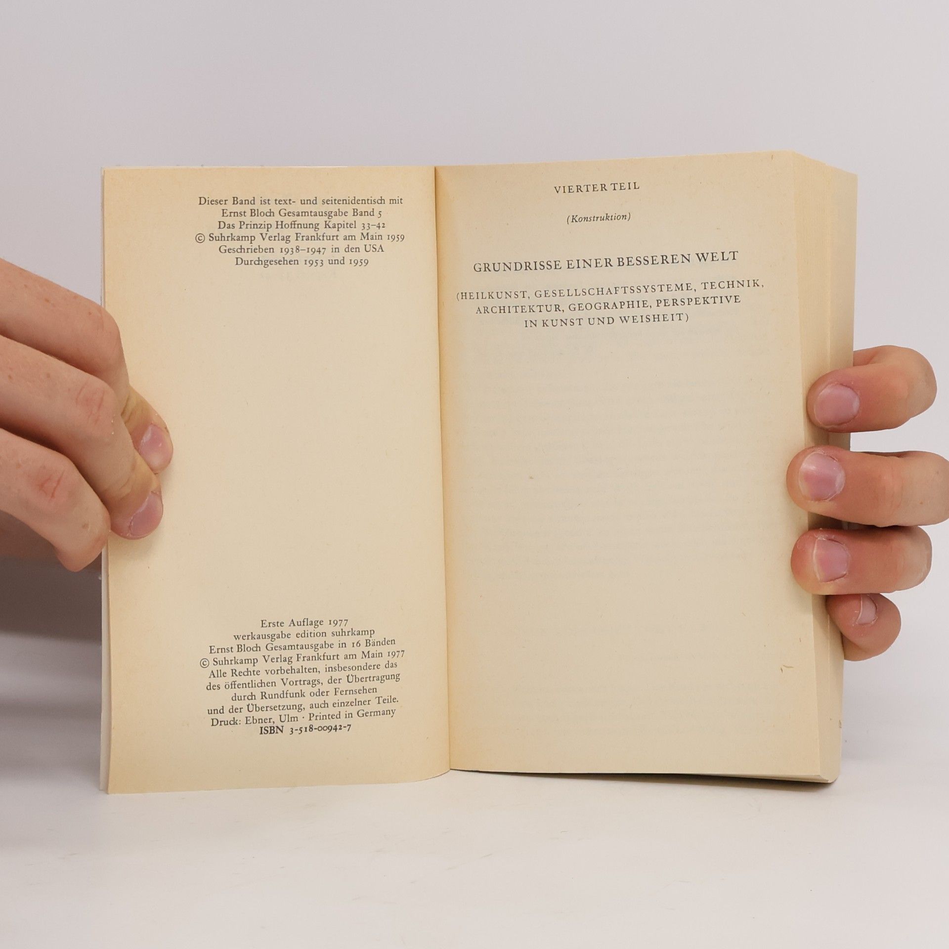 Ernst Bloch Gesamtausgabe 5. Das Prinzip Hoffnung. Kapitel 33-42