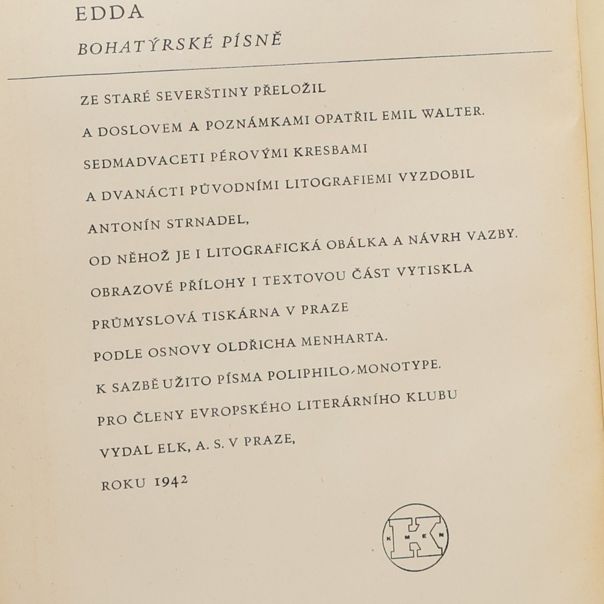 Emil Walter-Busch Edda. Bohatýrské písně