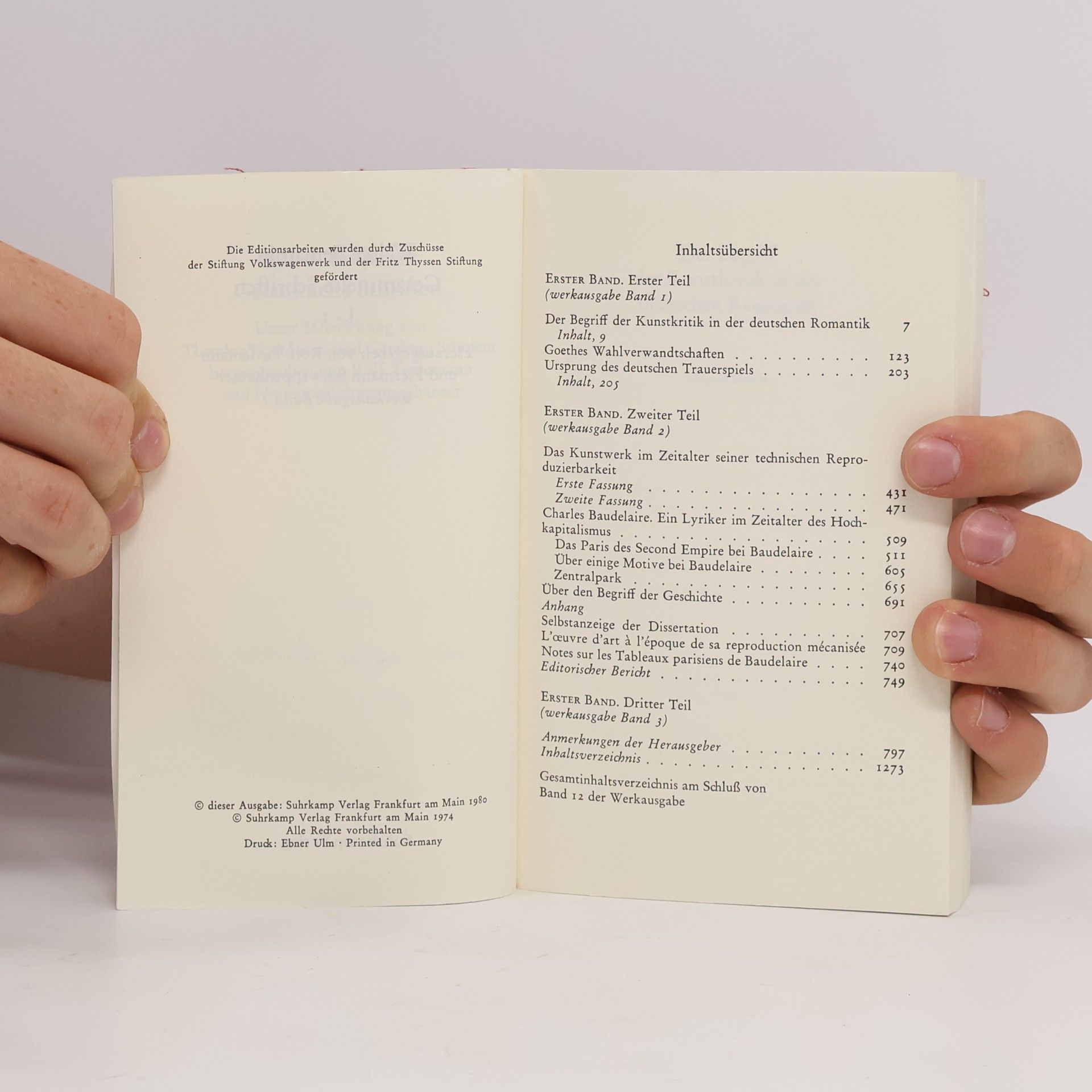 Walter Benjamin Gesammelte Schriften I.1