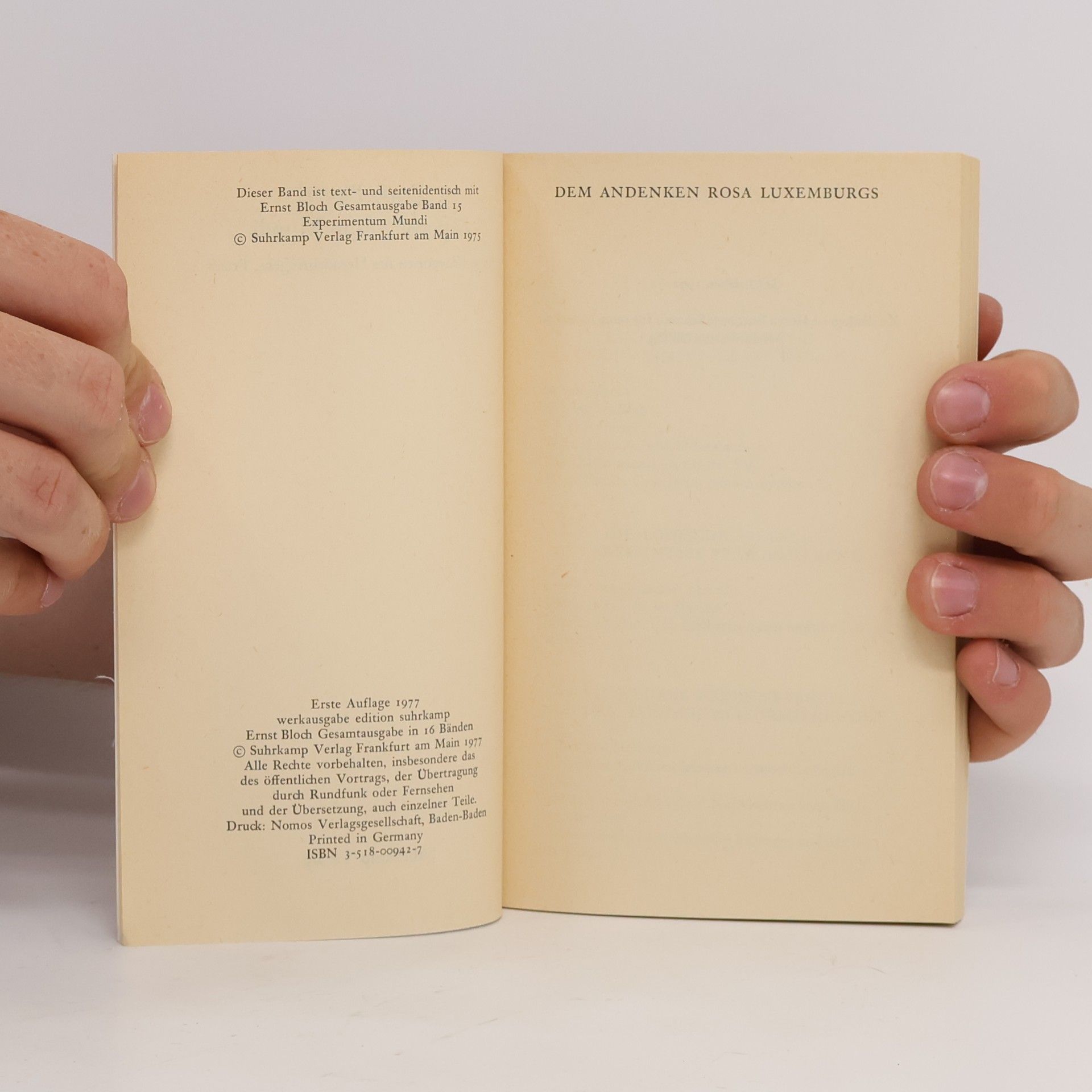 Ernst Bloch Gesamtausgabe 15 Experimentum Mundi Frage, Kategorien des Herausbringens, Praxis