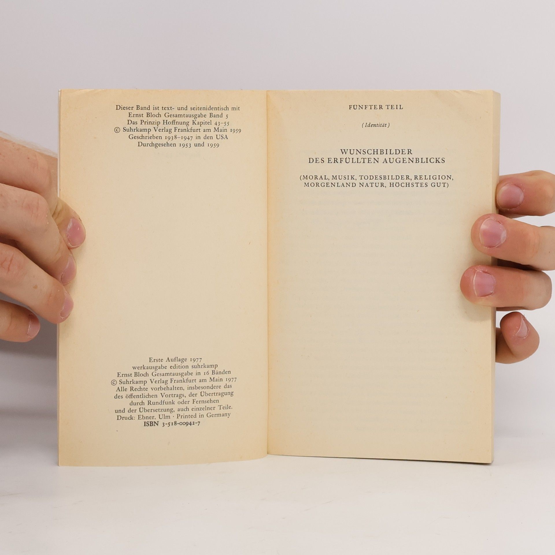 Ernst Bloch Gesamtausgabe 5. Das Prinzip Hoffnung 43-55