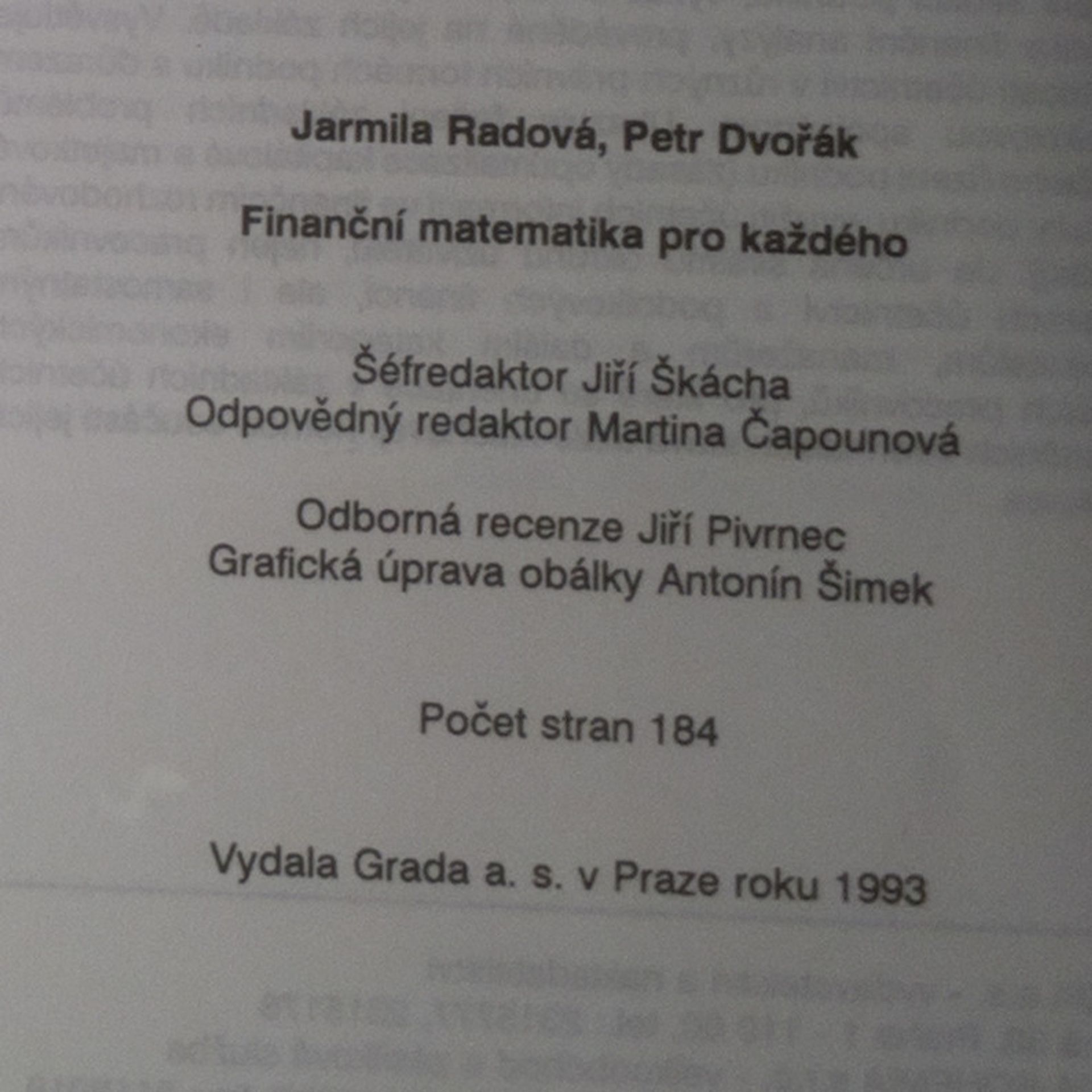 Jarmila Radová Finanční matematika pro každého