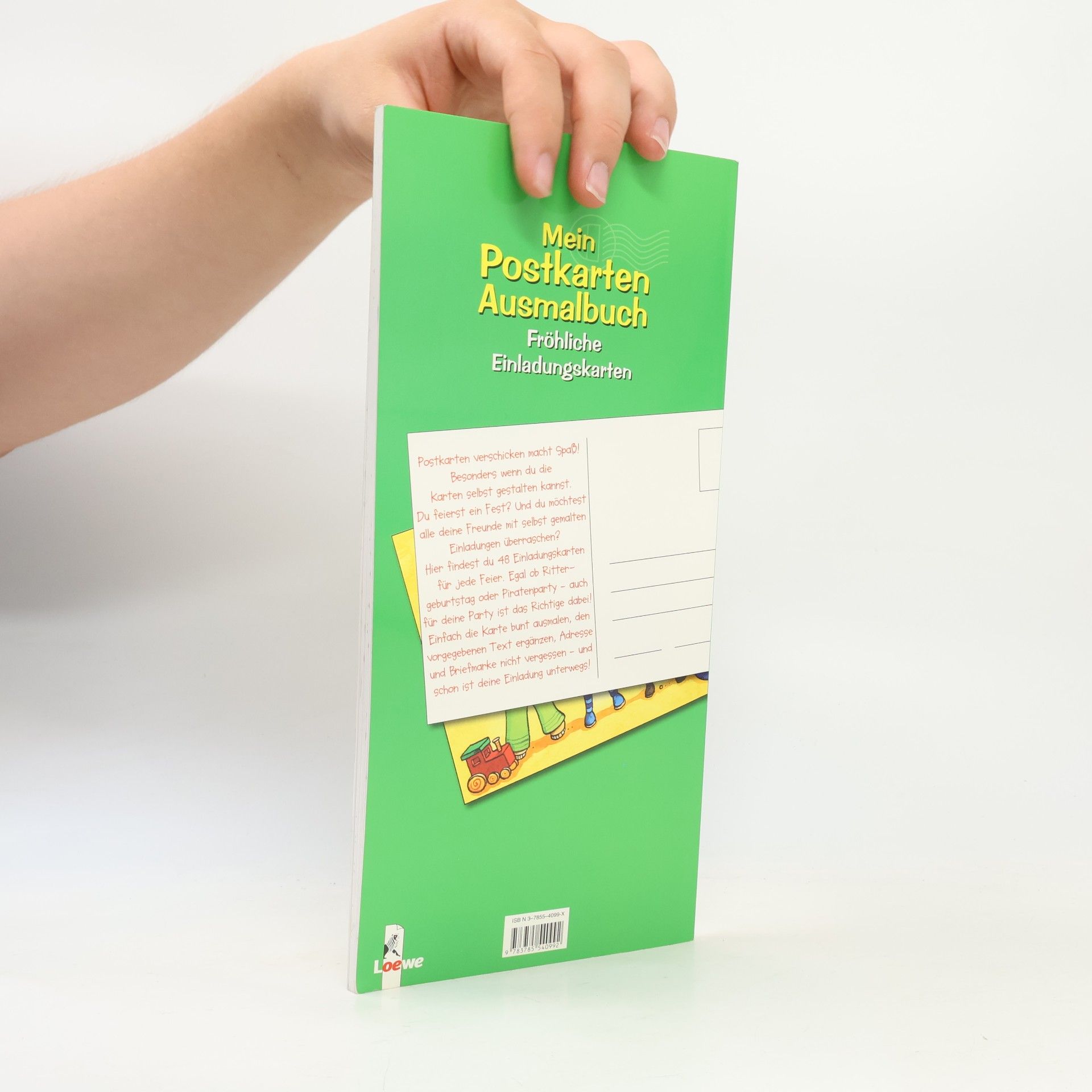 Mein Postkarten-Ausmalbuch, fröhliche Einladungskarten