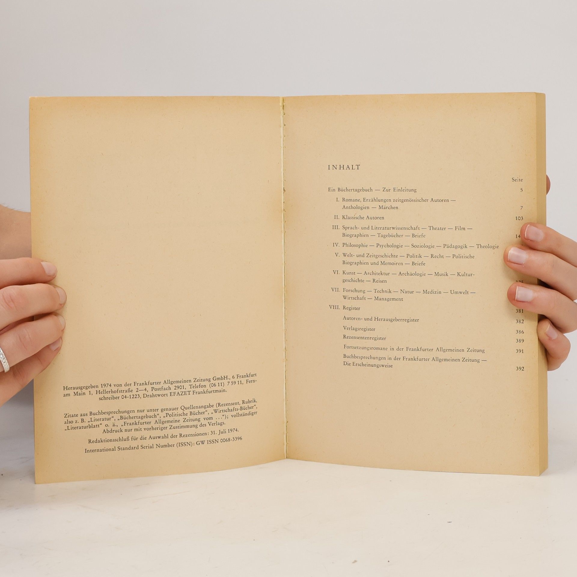 Autorenkollektiv Ein Bücher-Tagebuch 1974