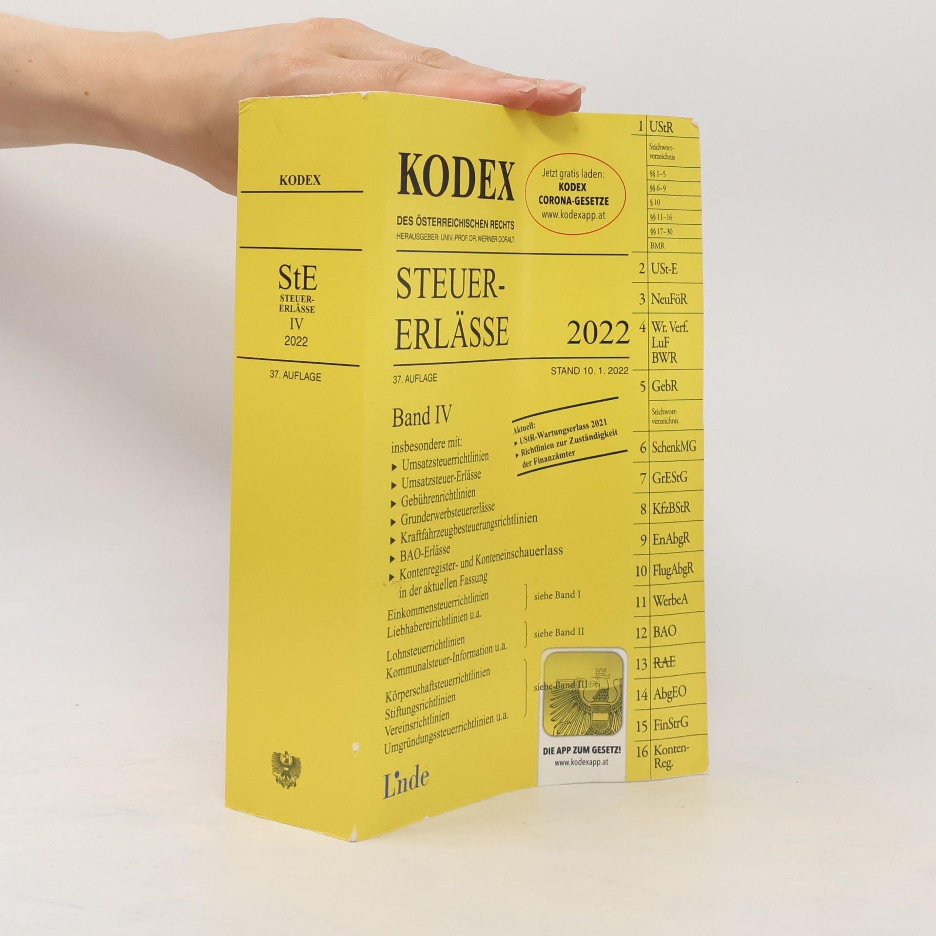 Kodex Steuer-Erlässe 2022, Band IV