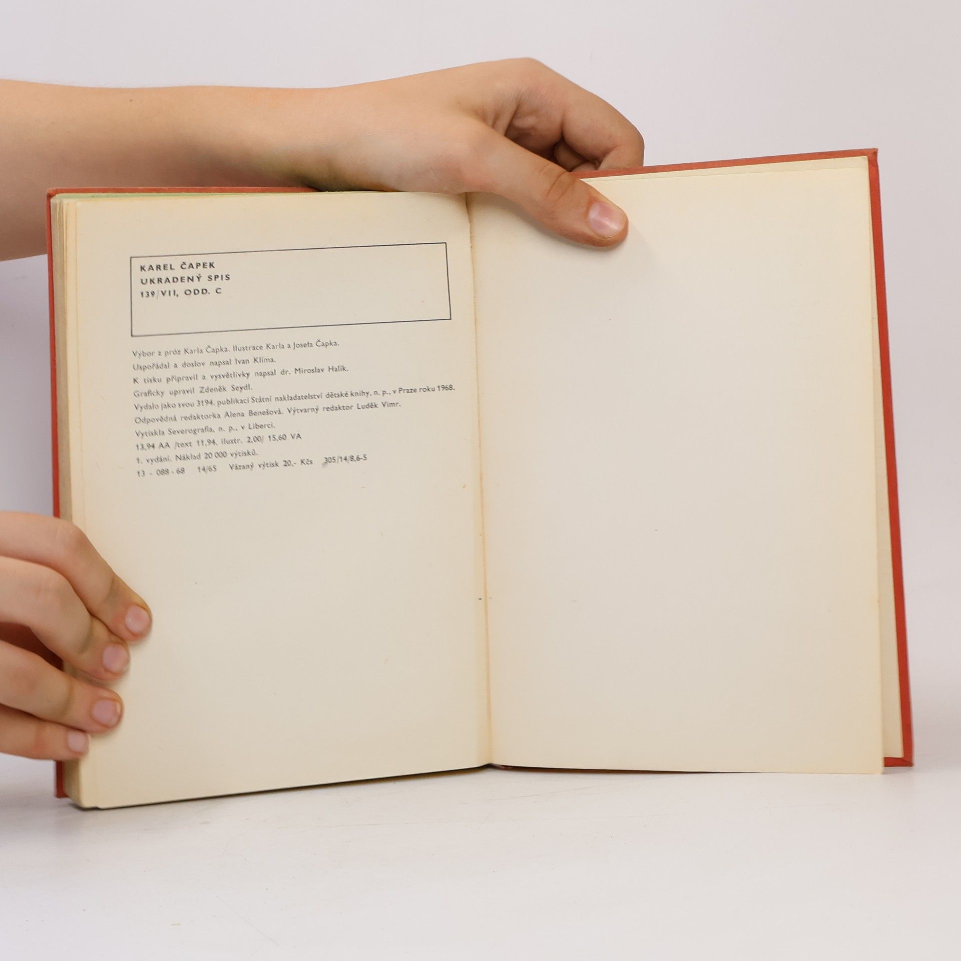 Karel Čapek Ukradený spis 139/VII, odd. C