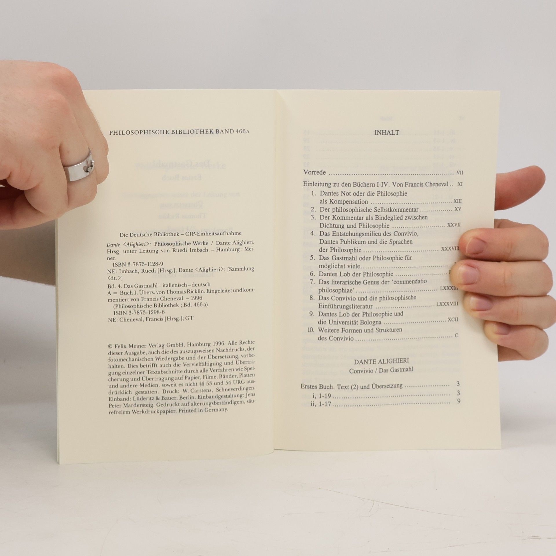 Dante Alighieri Das Gastmahl: Erstes Buch