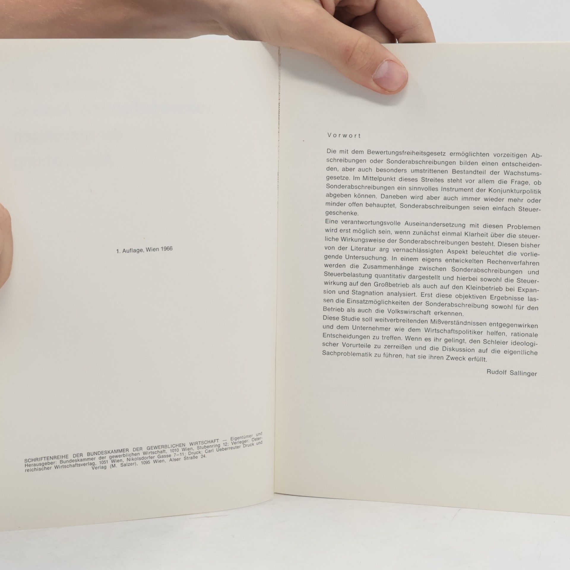 Various authors Betriebs- und Volkswirt- Schaftliche Aspekte der vorzeitigen Abschreibung