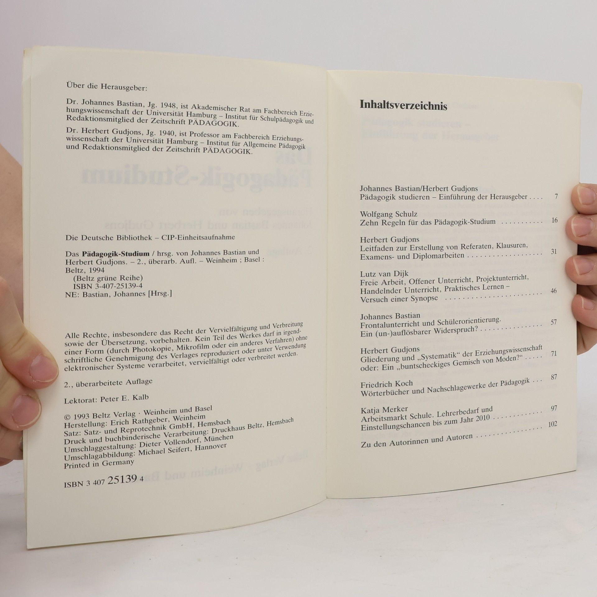 Johannes Bastian Grüne Reihe: Das Pädagogik-Studium
