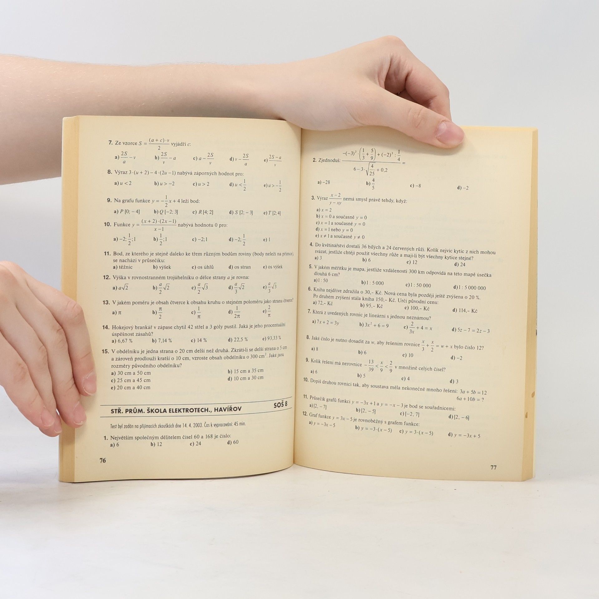 Andrea Havlínová Testy z matematiky 2004