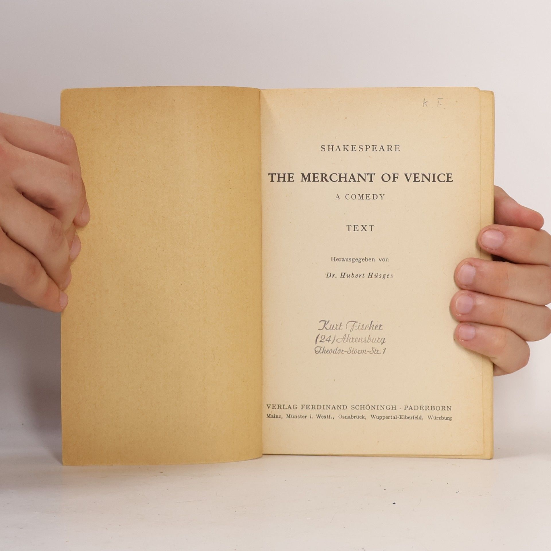 William Shakespeare The Merchant of Venice.