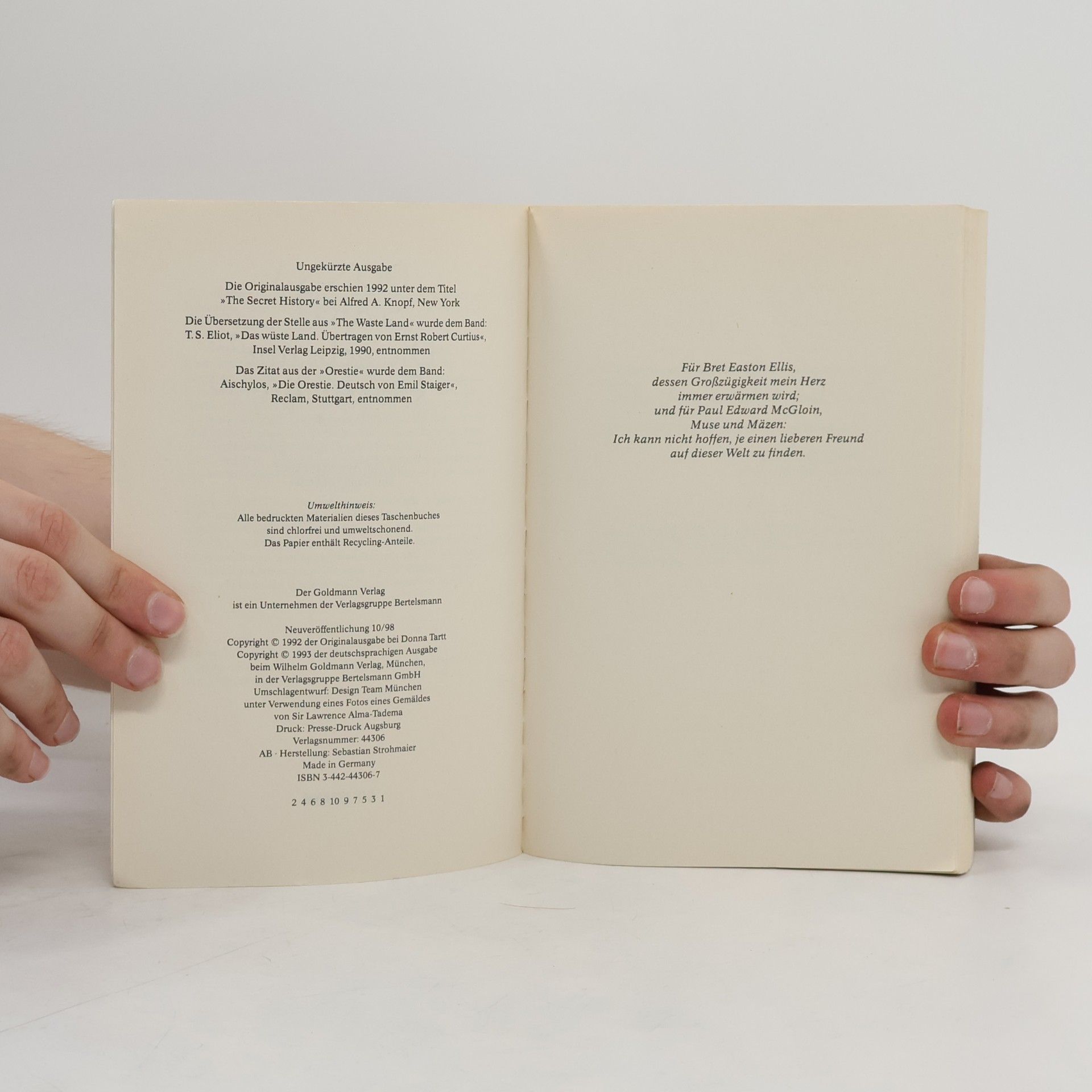 Donna Tartt Die geheime Geschichte