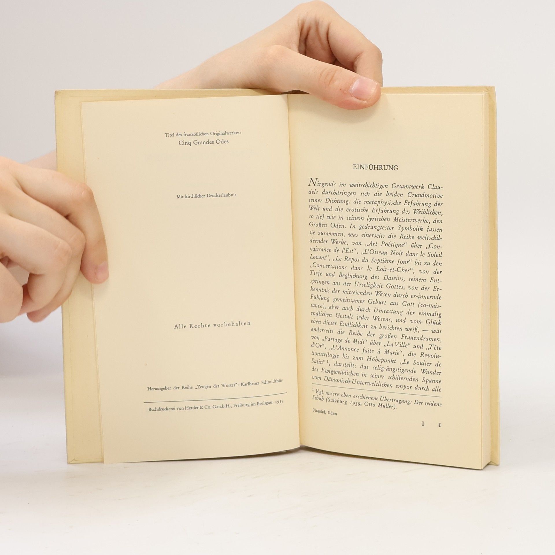 Paul Claudel  Fünf große Oden
