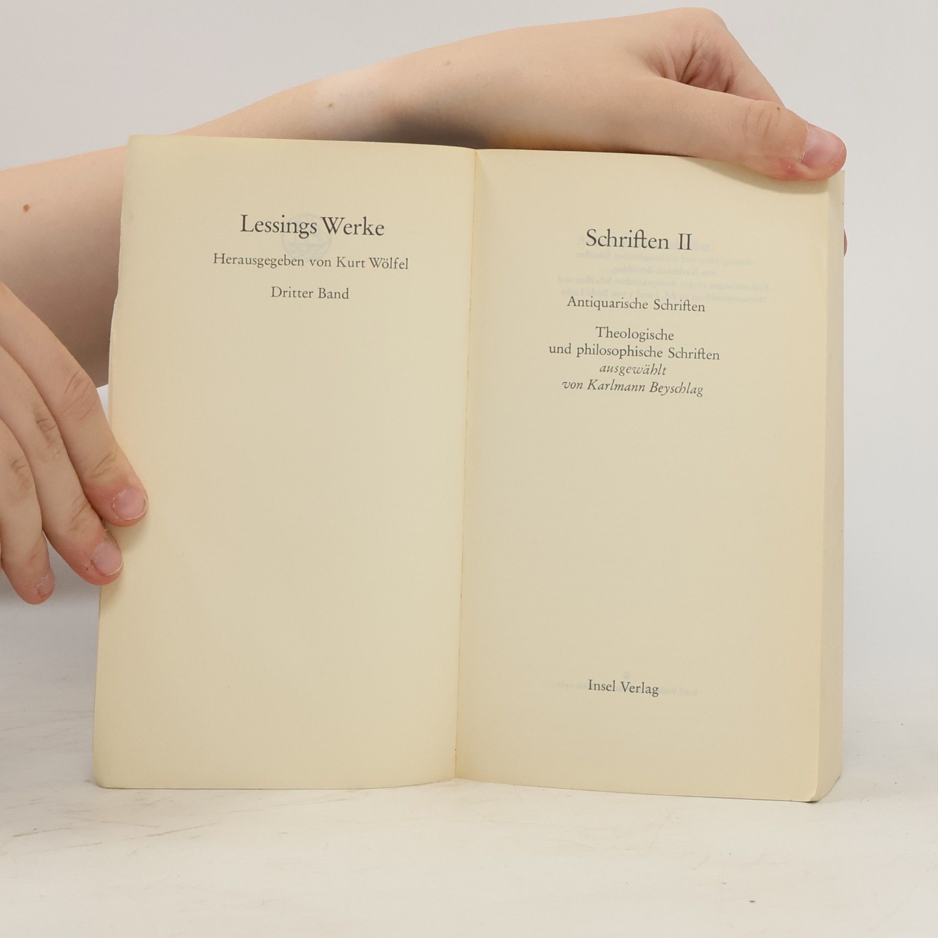 Gotthold Ephraim Lessing Insel Lessing 2. Schriften I.