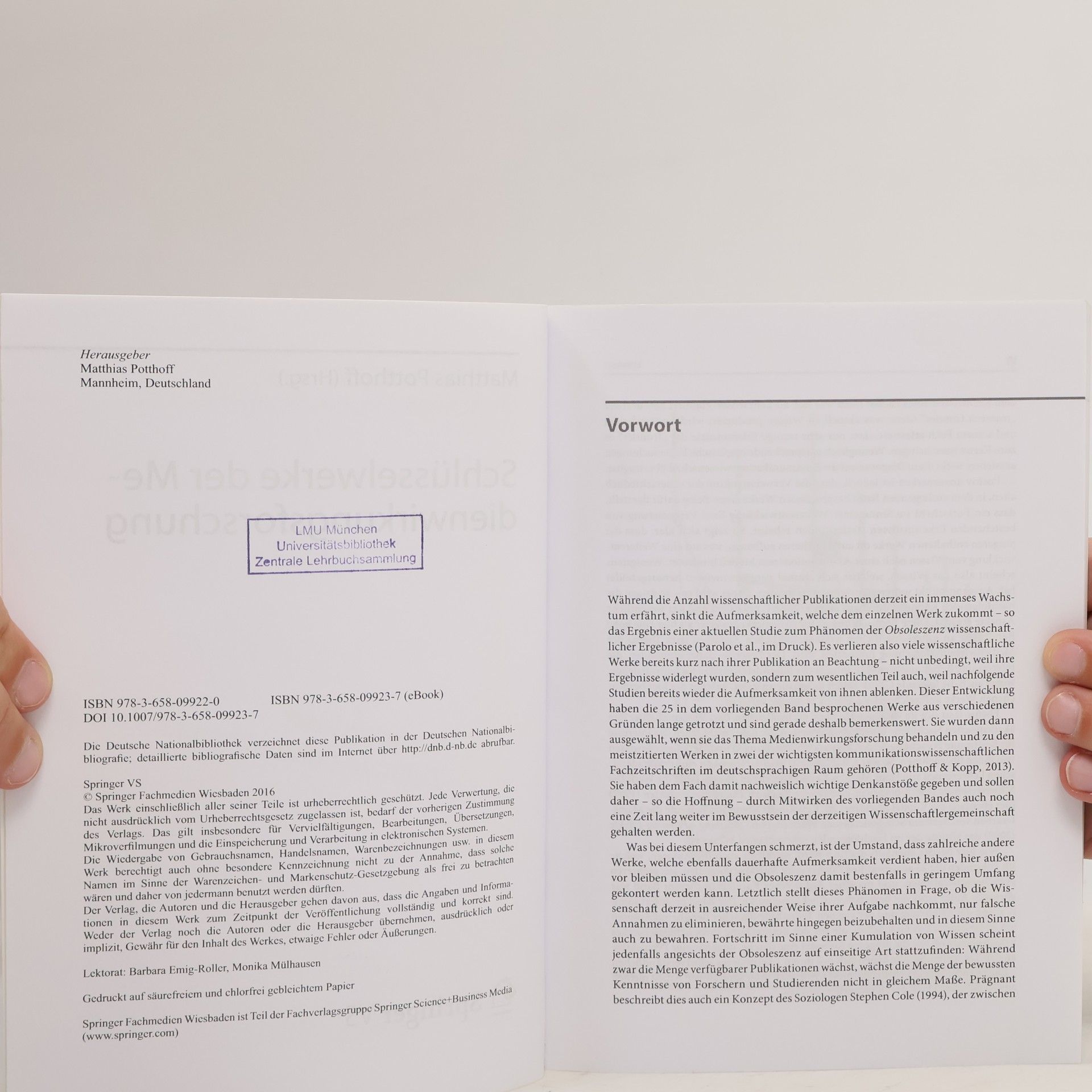 Matthias Potthoff Schlüsselwerke der Medienwirkungsforschung