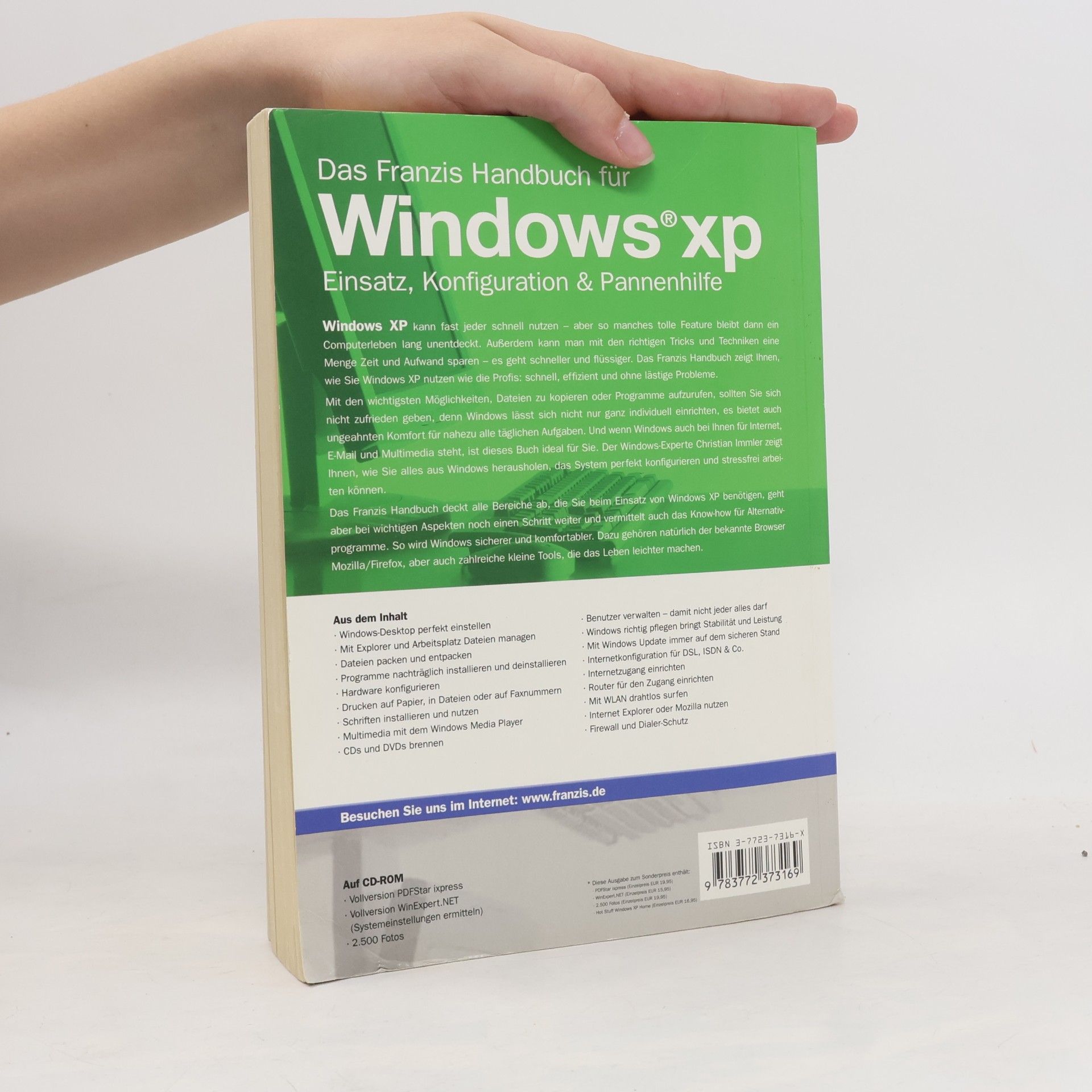 Christian Immler Das Franzis Handbuch für Windows XP - Einsatz, Konfiguration & Pannenhilfe