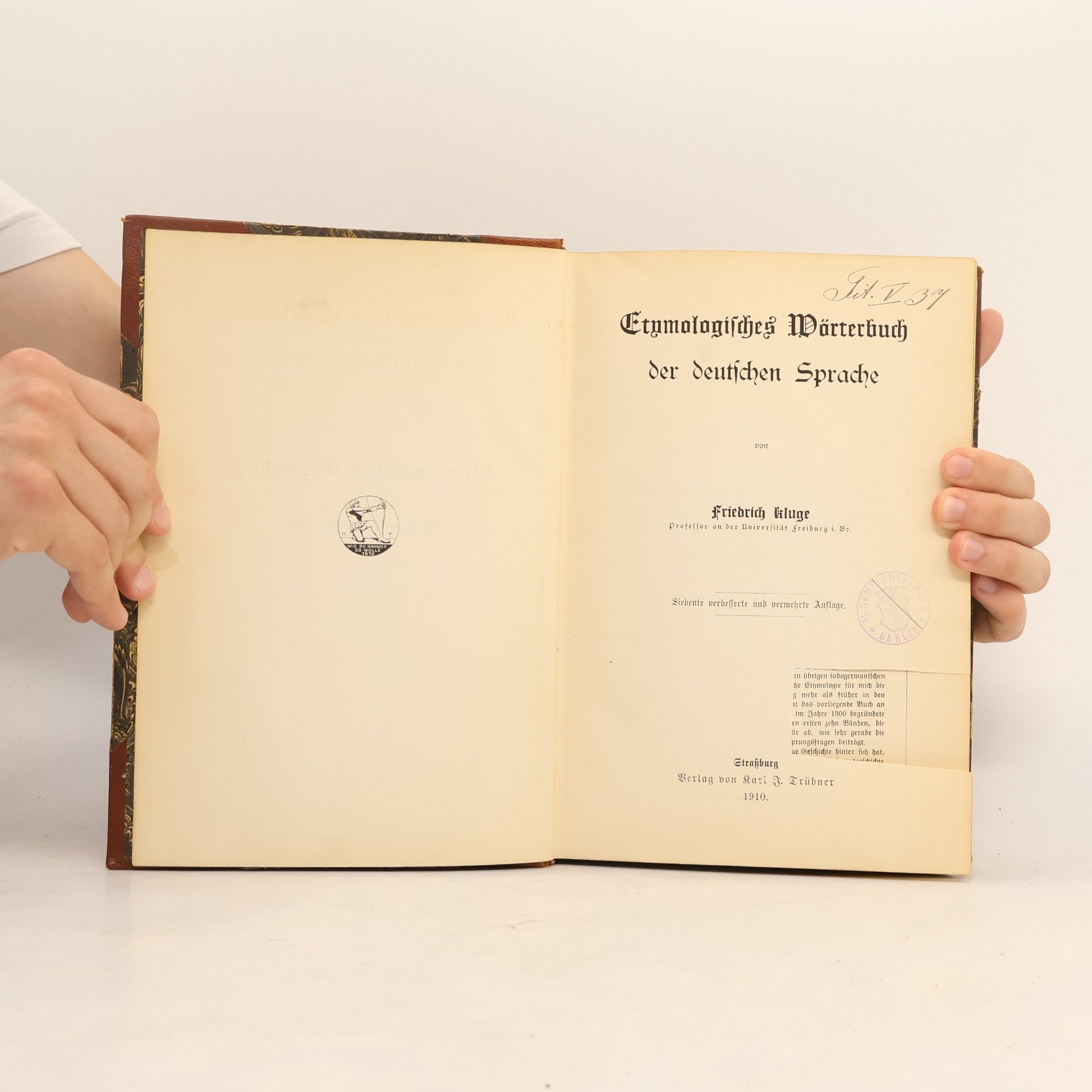 Friedrich Kluge Etymologisches Wörterbuch der deutschen Sprache