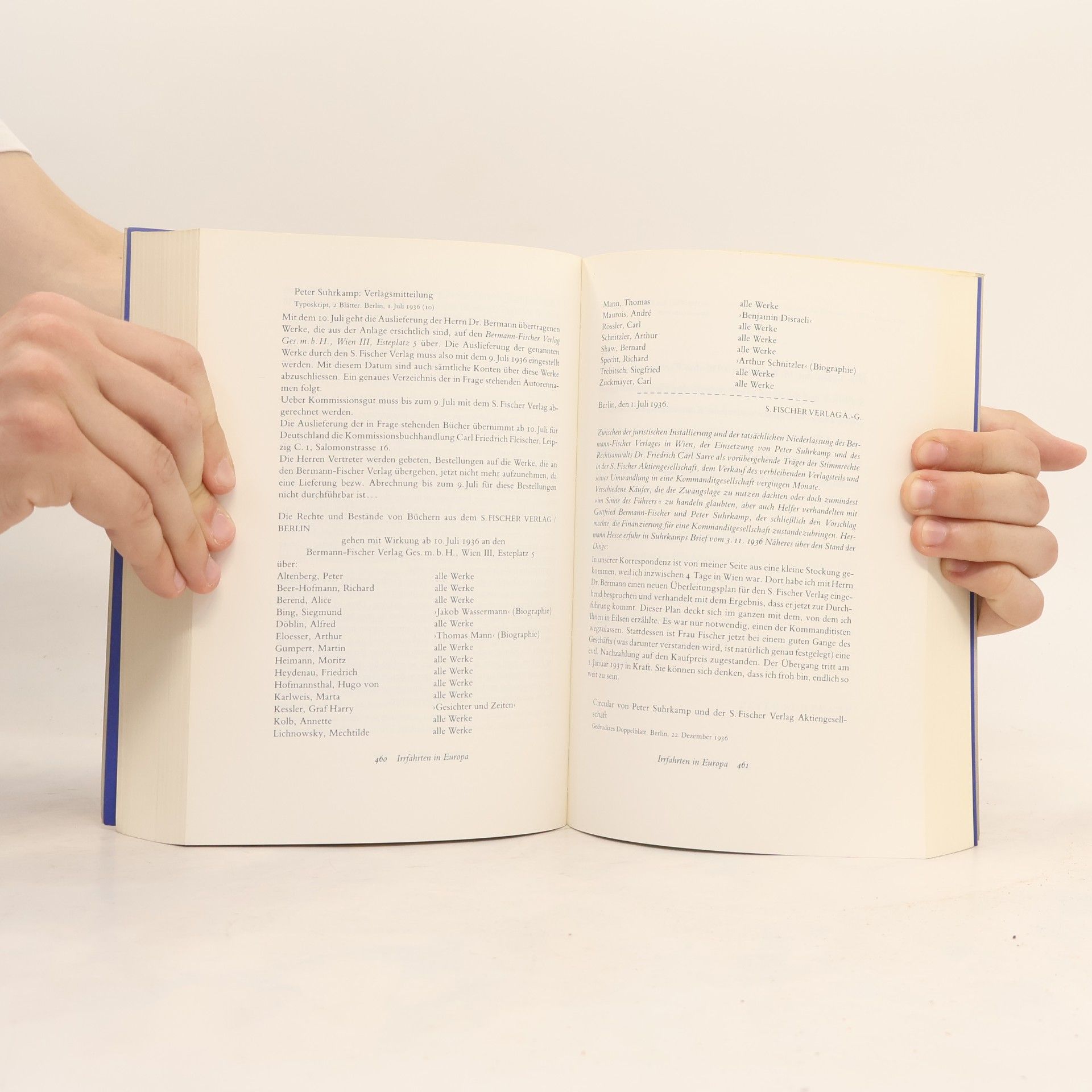 Friedrich Pfäfflin S. Fischer Verlag. Von der Gründung bis zur Rückkehr aus dem Exil. Eine Ausstellung des Deutschen Literaturarchivs im Schiller-Nationalmuseum (Marbacher Katalog 40)