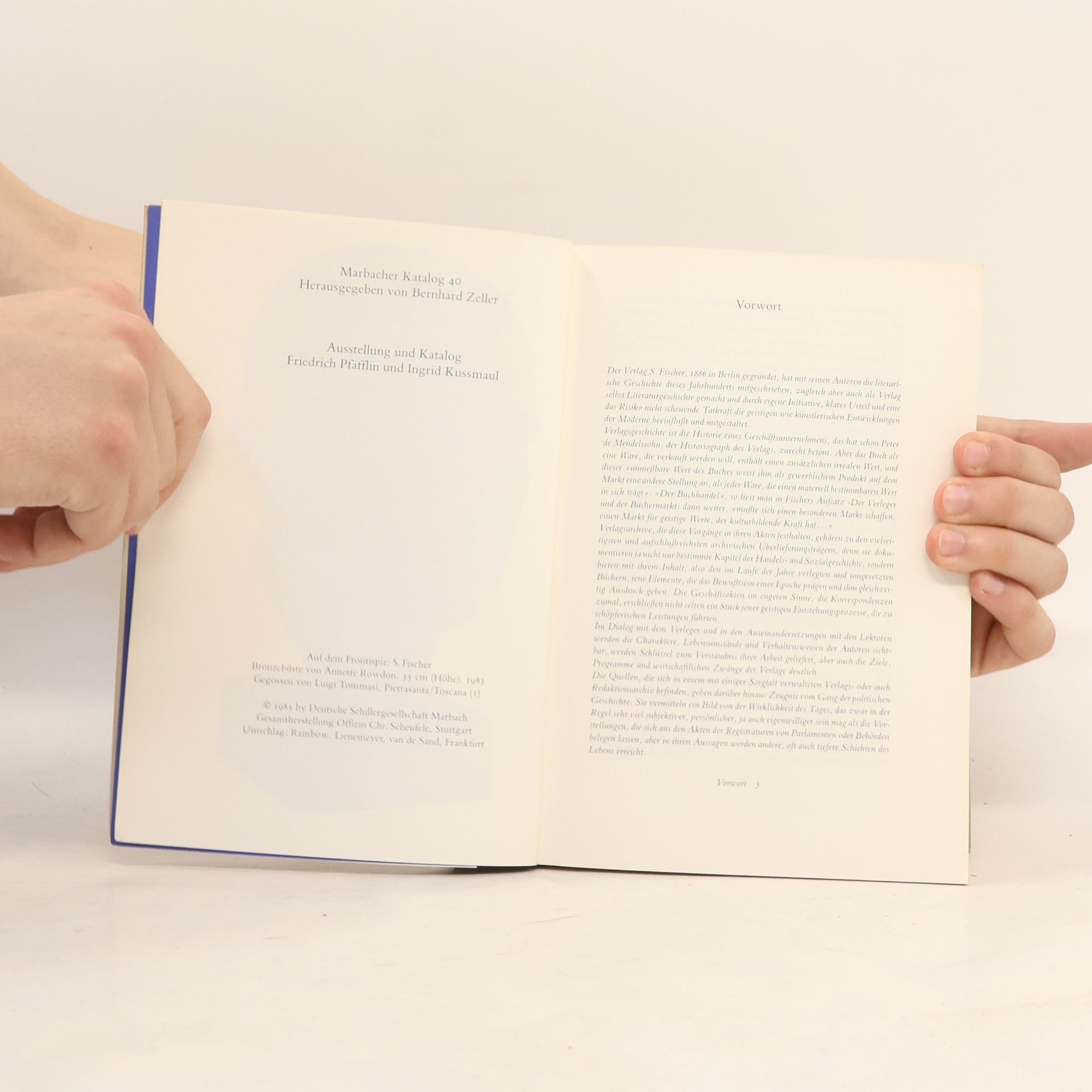 Friedrich Pfäfflin S. Fischer Verlag. Von der Gründung bis zur Rückkehr aus dem Exil. Eine Ausstellung des Deutschen Literaturarchivs im Schiller-Nationalmuseum (Marbacher Katalog 40)