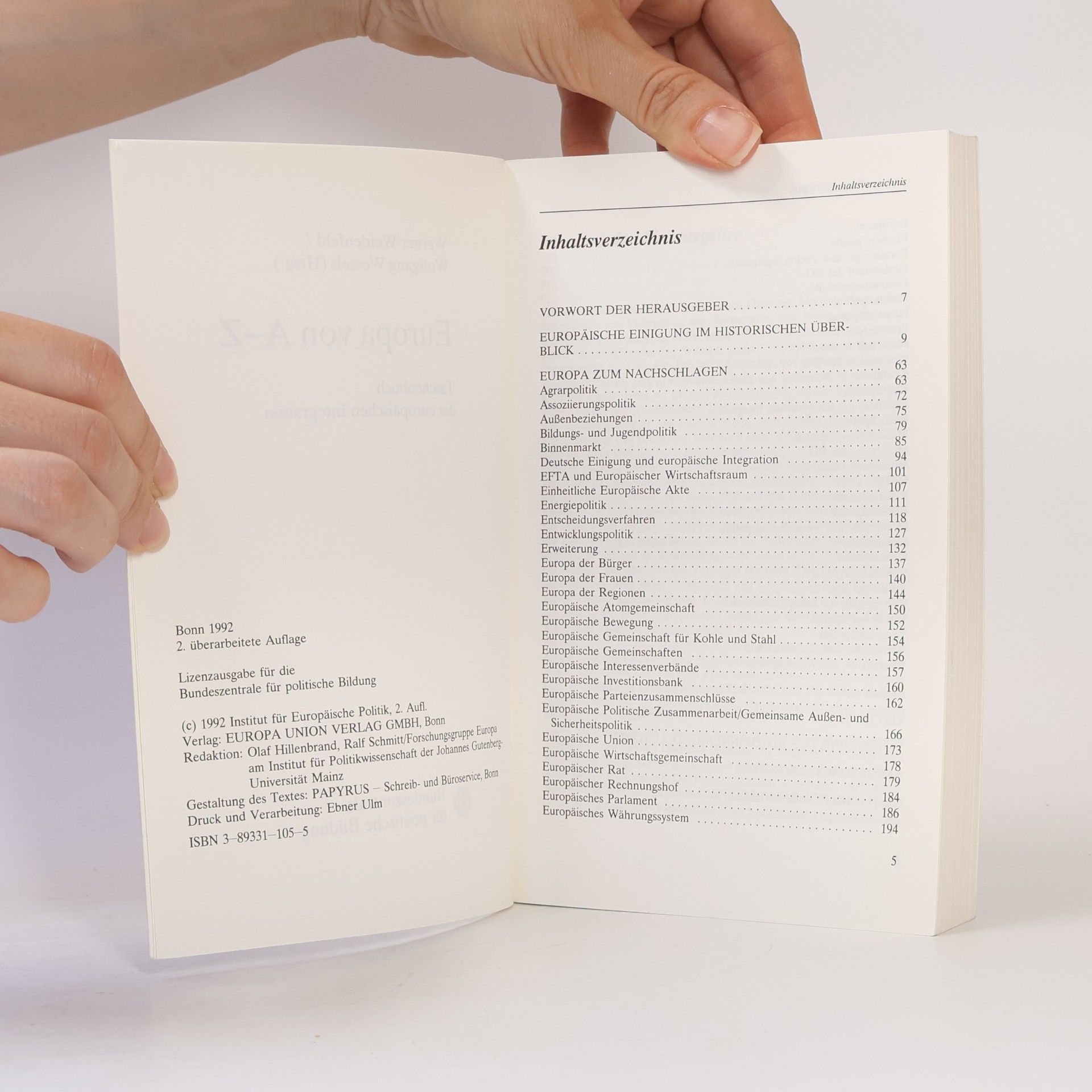 Wolfgang Wessels Europa von A-Z. Taschenbuch der europäischen Integration