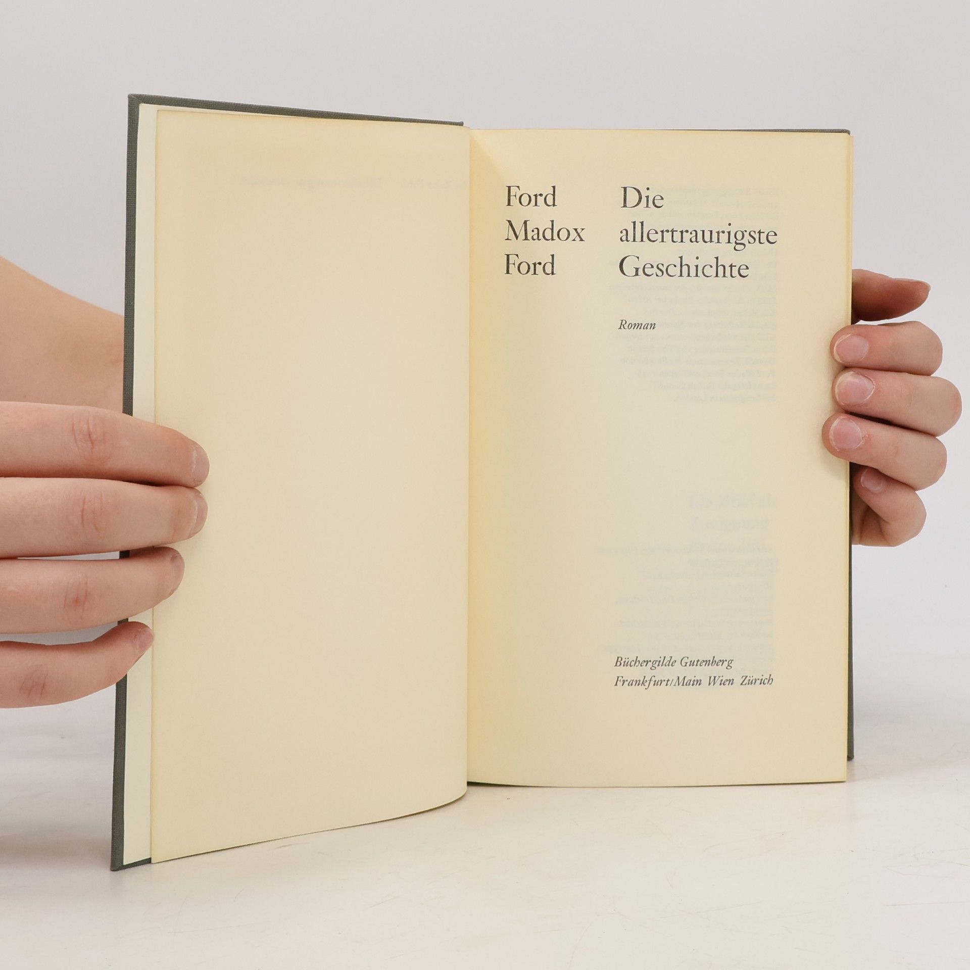 Madox Ford Ford Die allertraurigste Geschichte