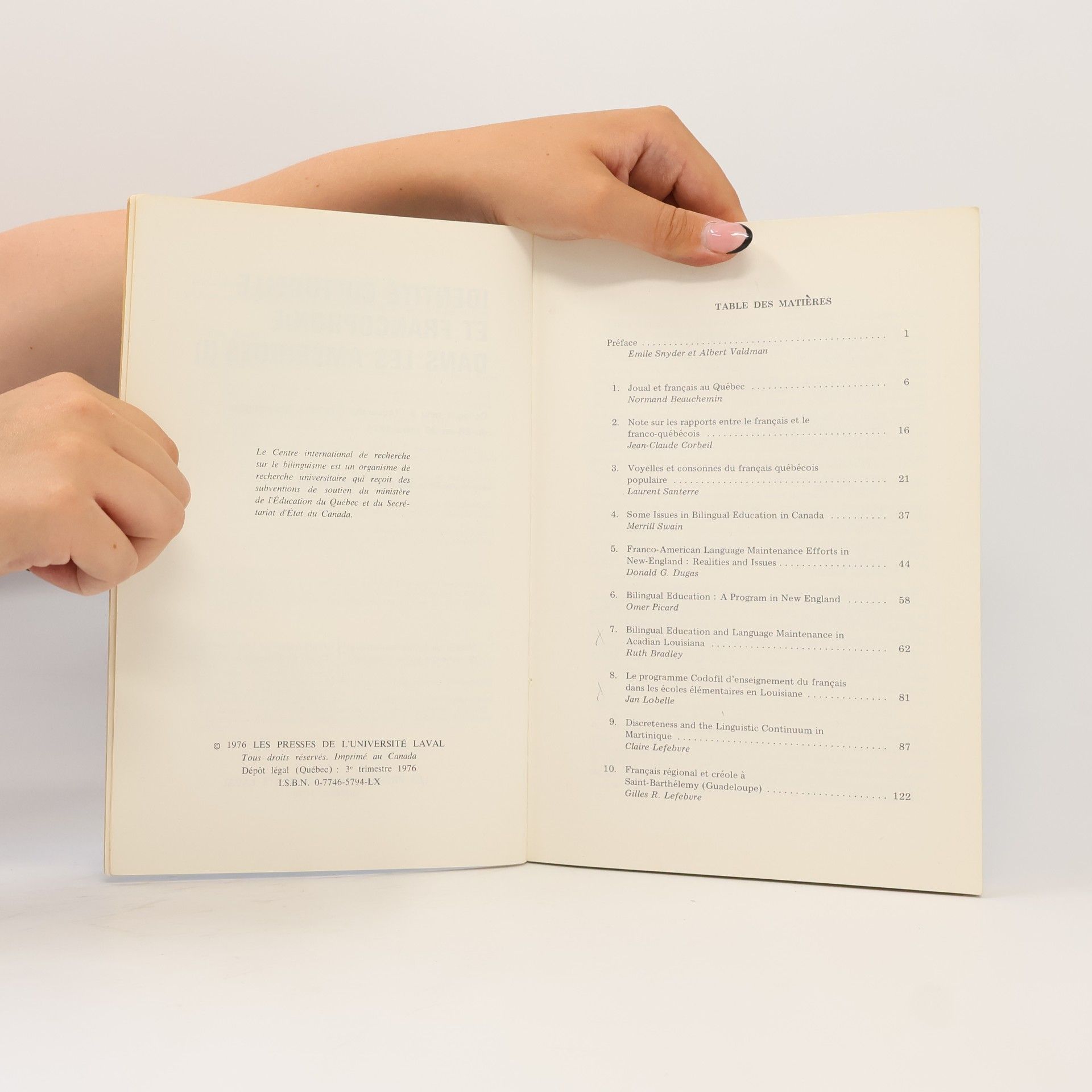 Various authors Identité culturelle et francophonie dans les Ameriques