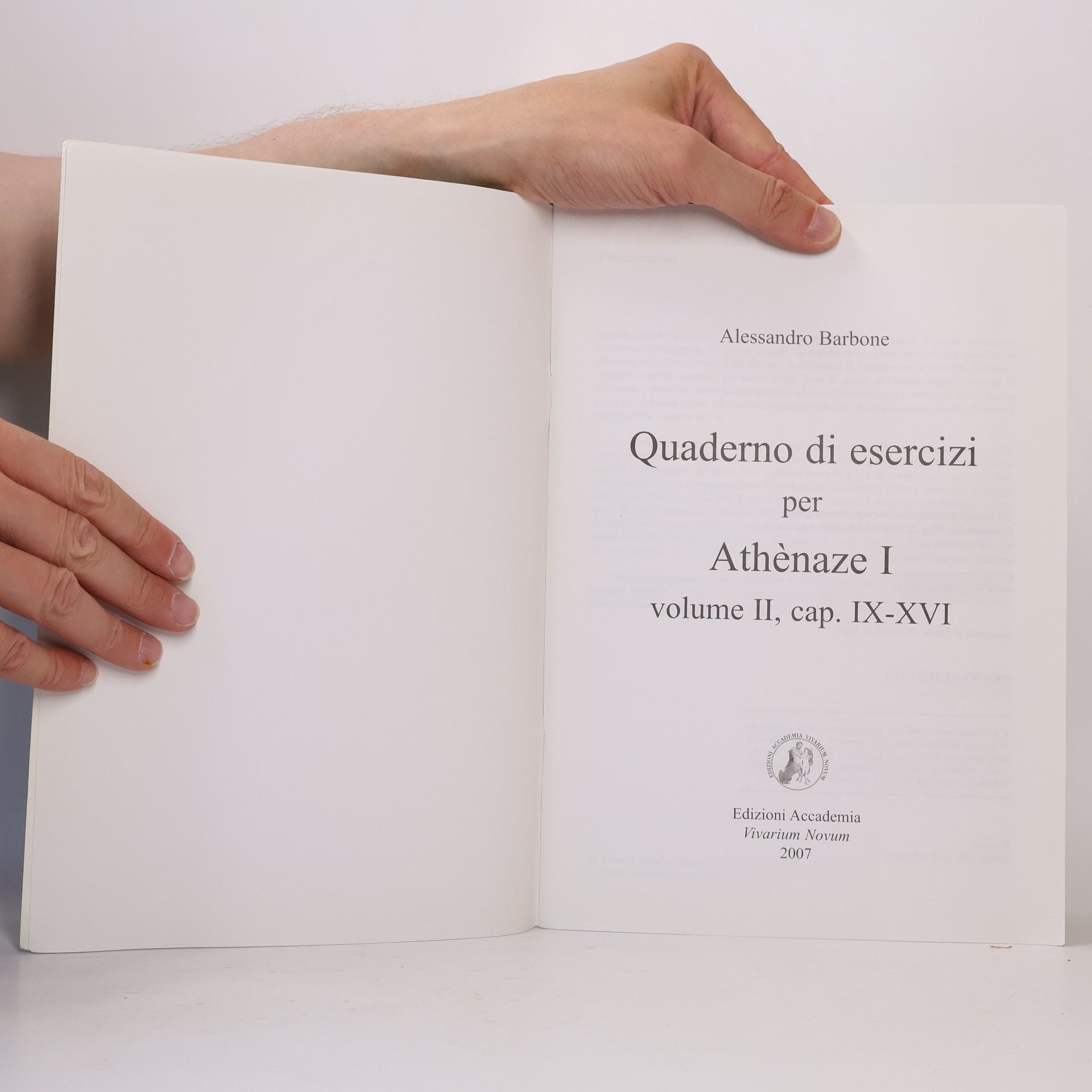 Alessandro Barbone Quaderno di esercizi per Athènaze I volume II, cap. IX-XVI