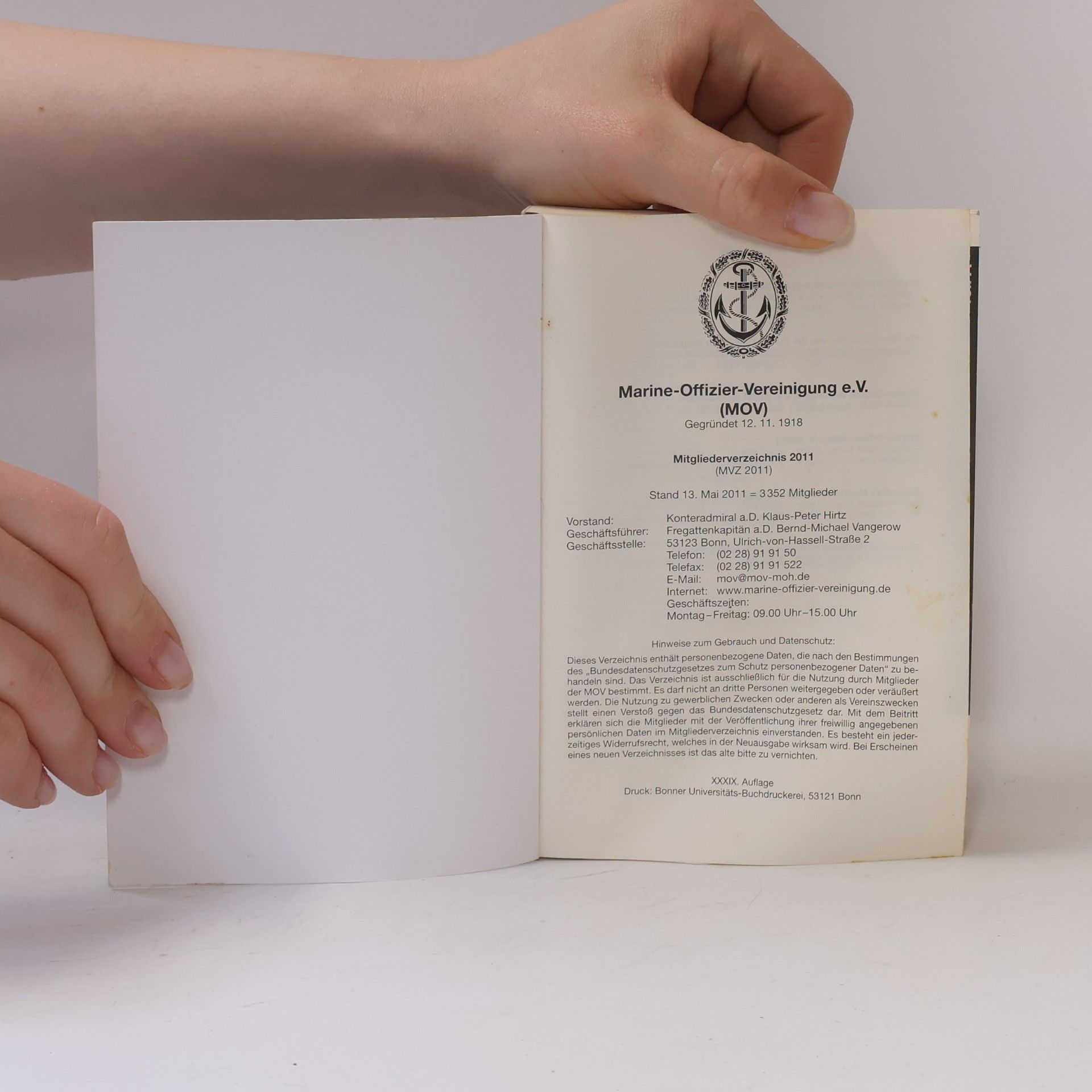 Autores varios Marine Offizier Vereinigung 2011. Mitgliederverzeichnis 2011