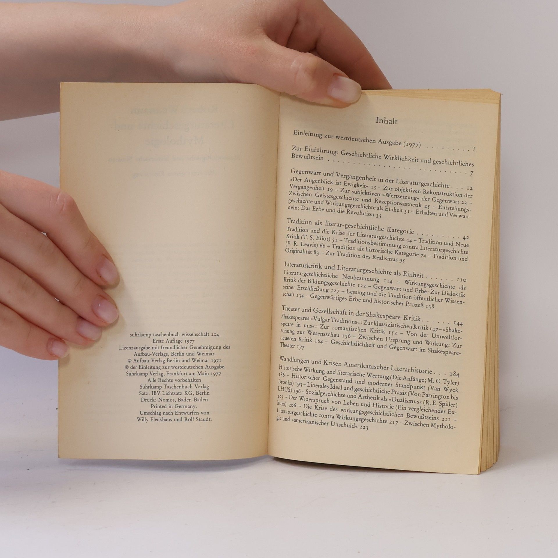 Robert Weimann Literaturgeschichte und Mythologie