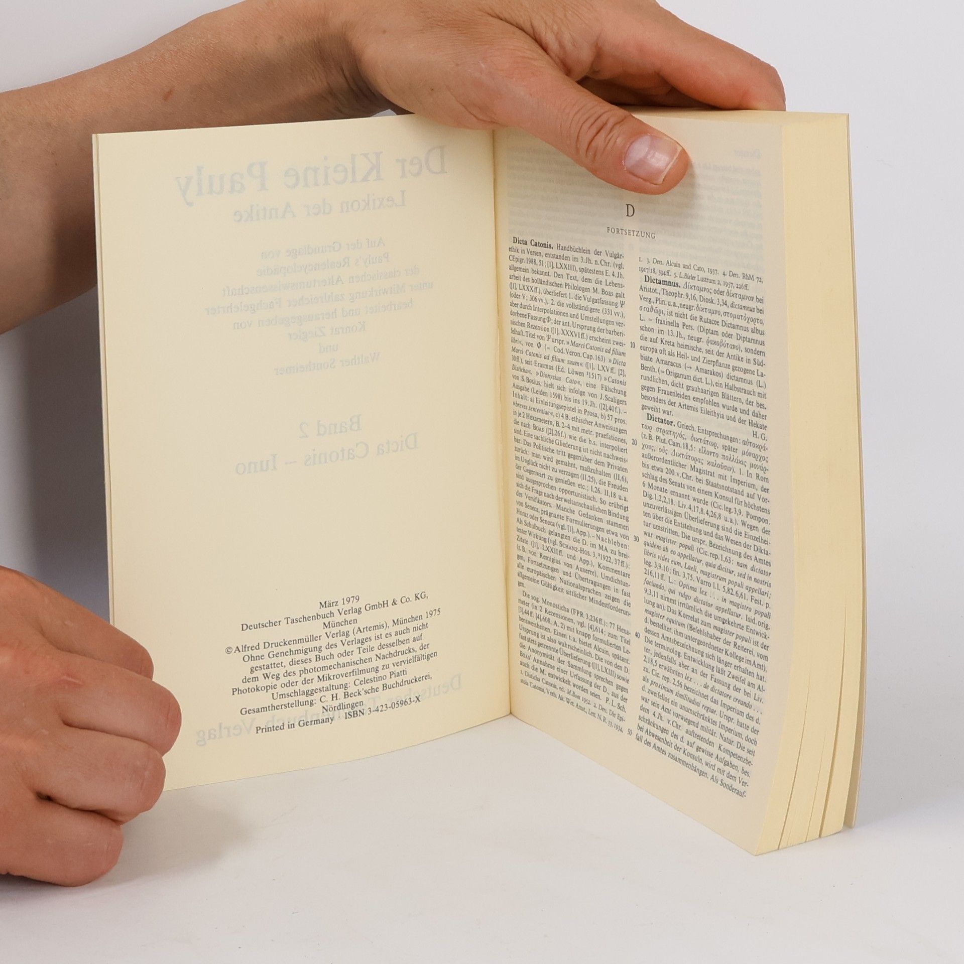 Konrat Ziegler Der Kleine Pauly: Lexikon der Antike. Bd. 2, Dicta Catonis-Iuno