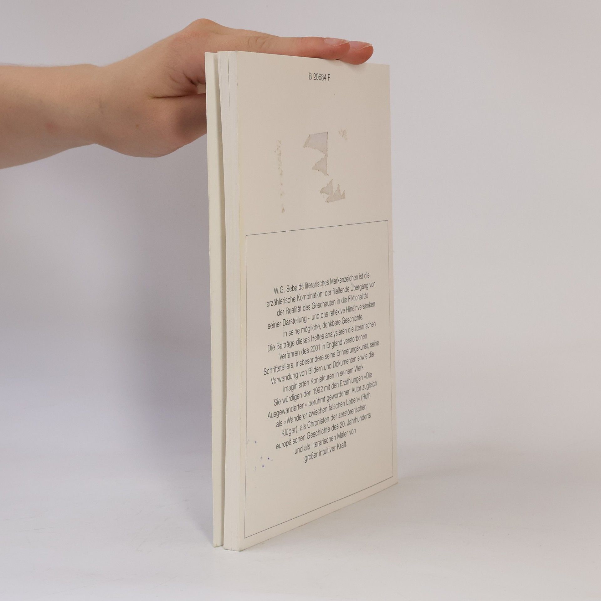 Heinz Ludwig Arnold W. G. Sebald. Text + Kritik