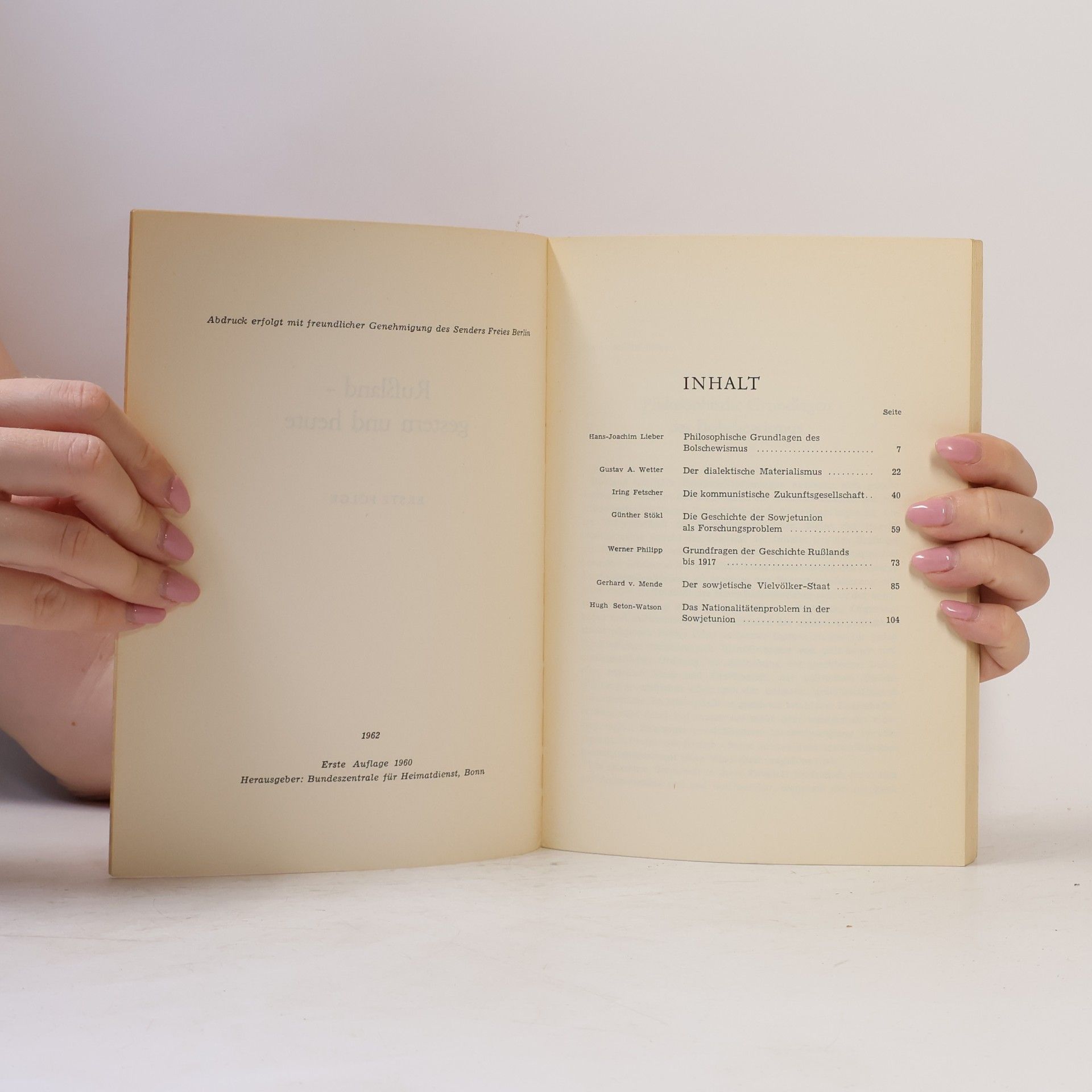 Auteurscollectief Schriftenreihe der Bundeszentrale für Heimatdienst. Rußland gestern und heute 44