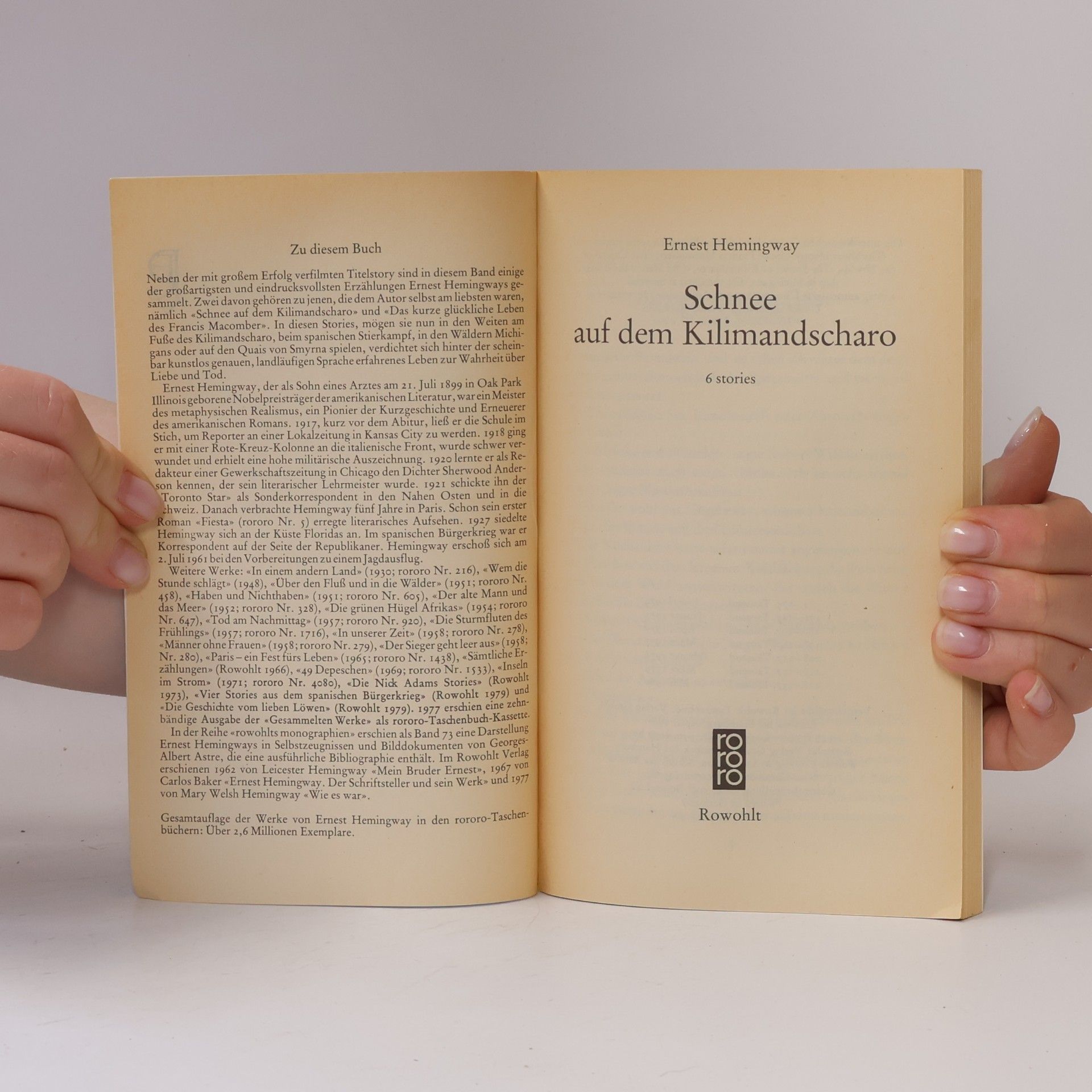 Ernest Hemingway Schnee auf dem Kilimandscharo
