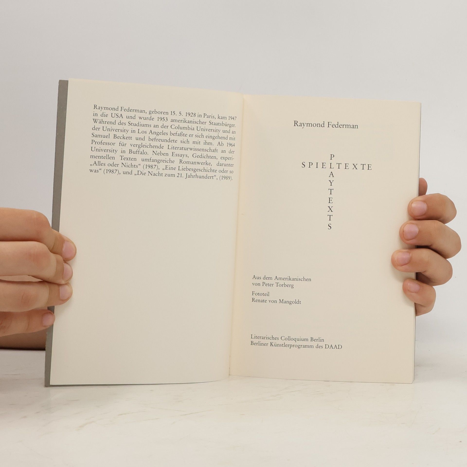 Raymond Federman Spieltexte - Playtexts