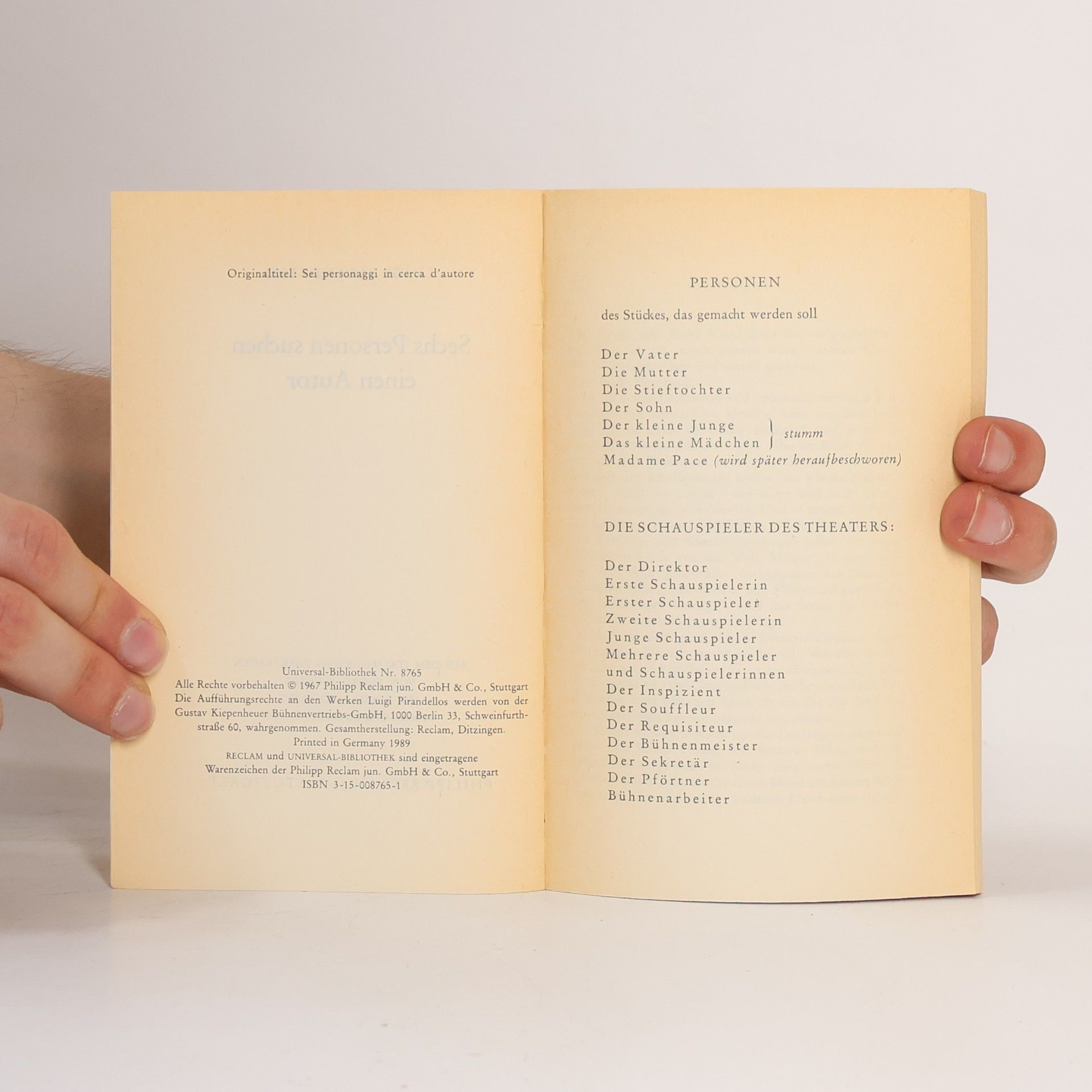 Luigi Pirandello Sechs Personen suchen einen Autor