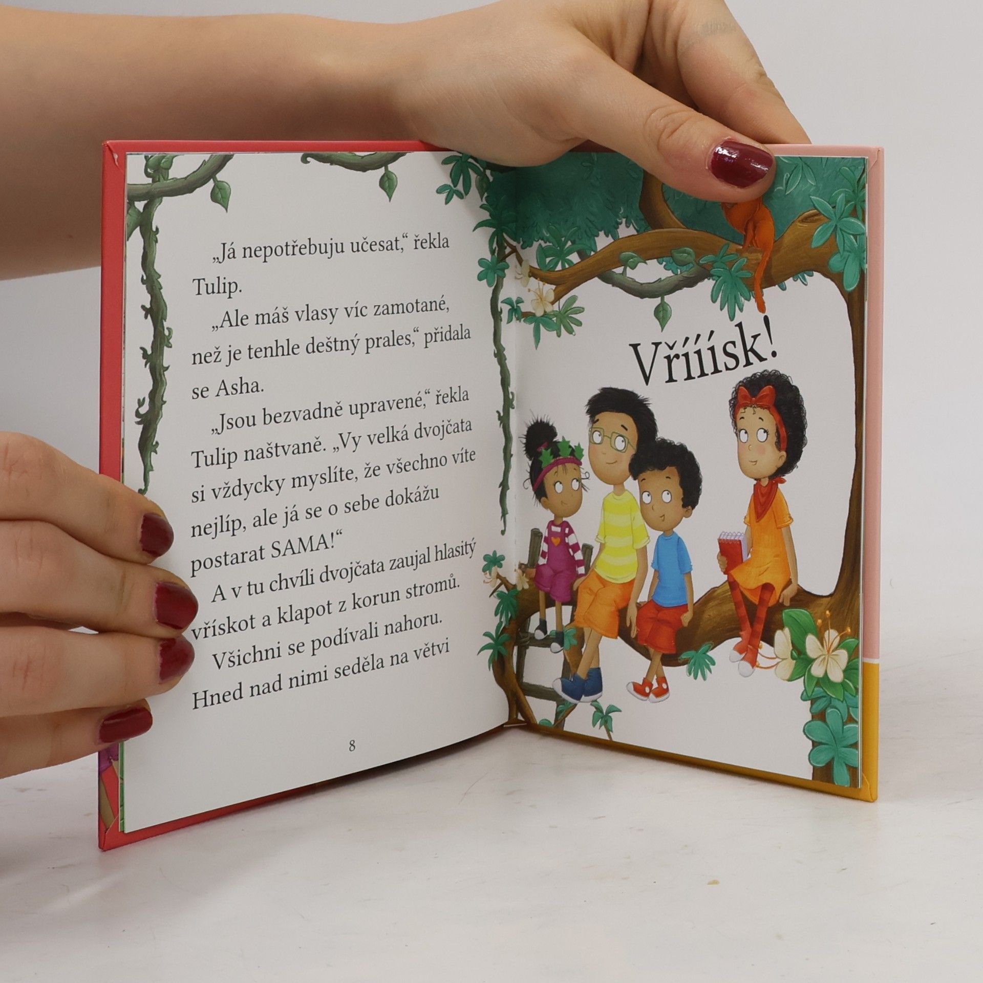 Cressida Cowell Stromovic dvojčata a jejich dobrodružství v divočině. Dvojčata se setkávají s opicí