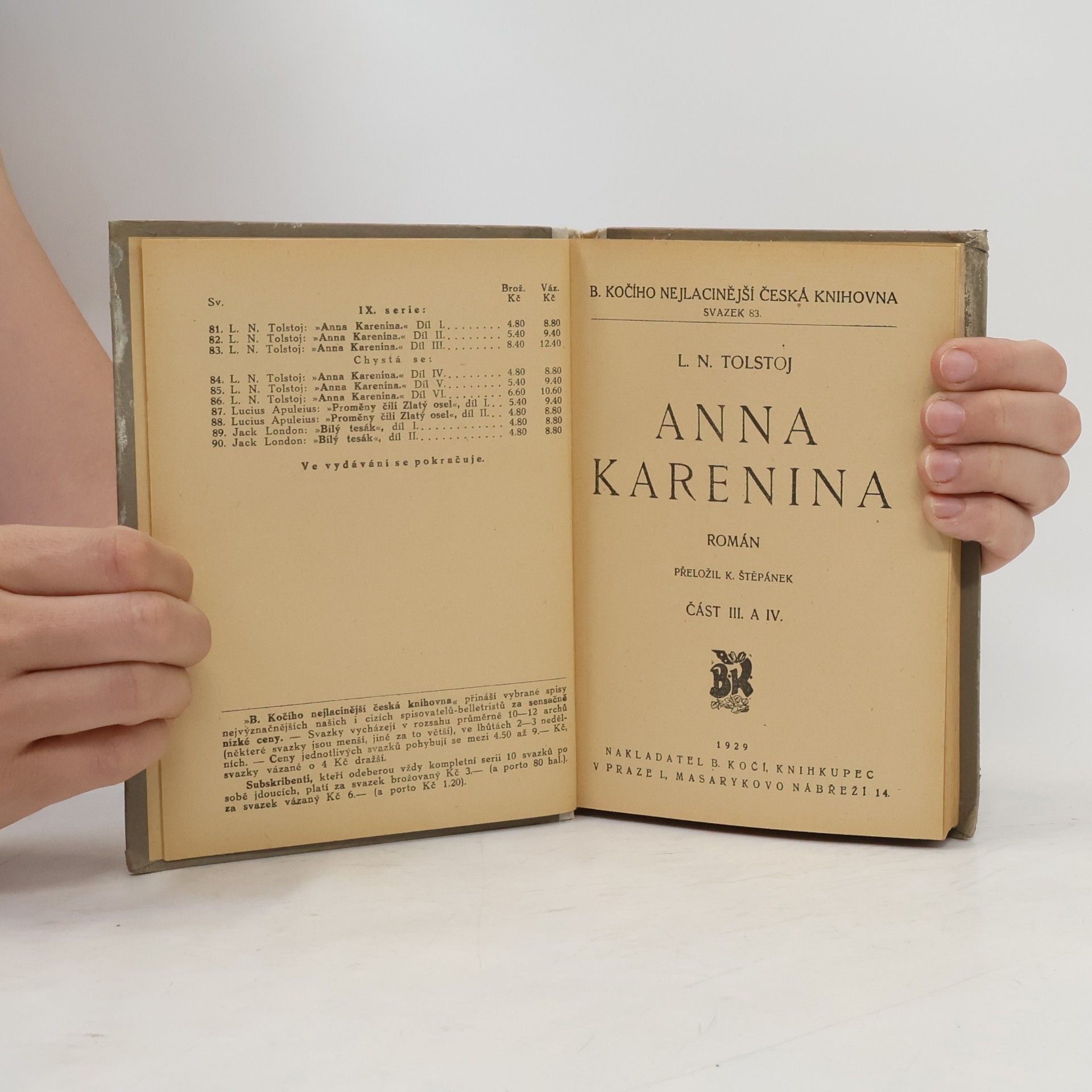 Lev Nikolajevič Tolstoj Anna Karenina část III. a IV.