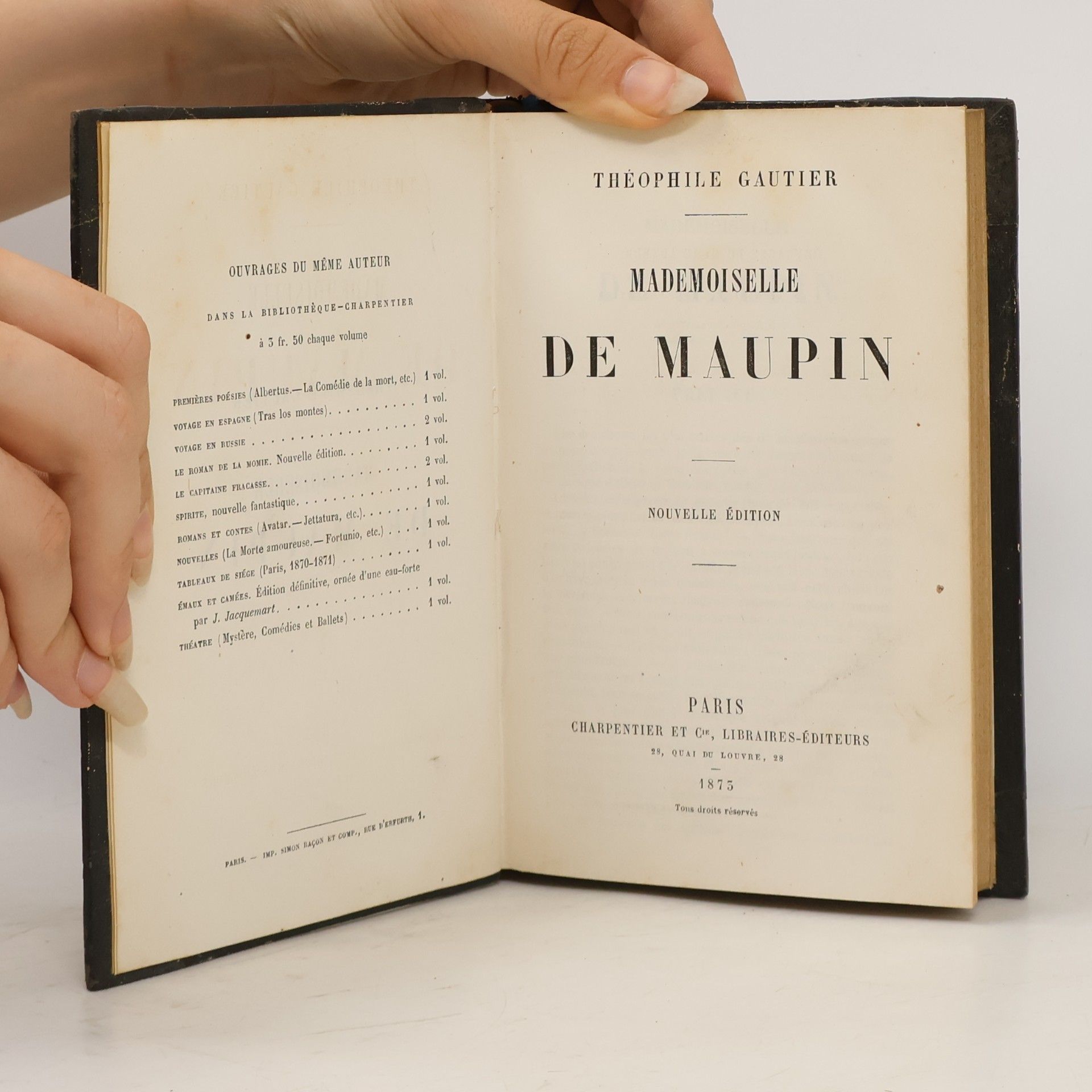 Théophile Gautier Mademoiselle de Maupin