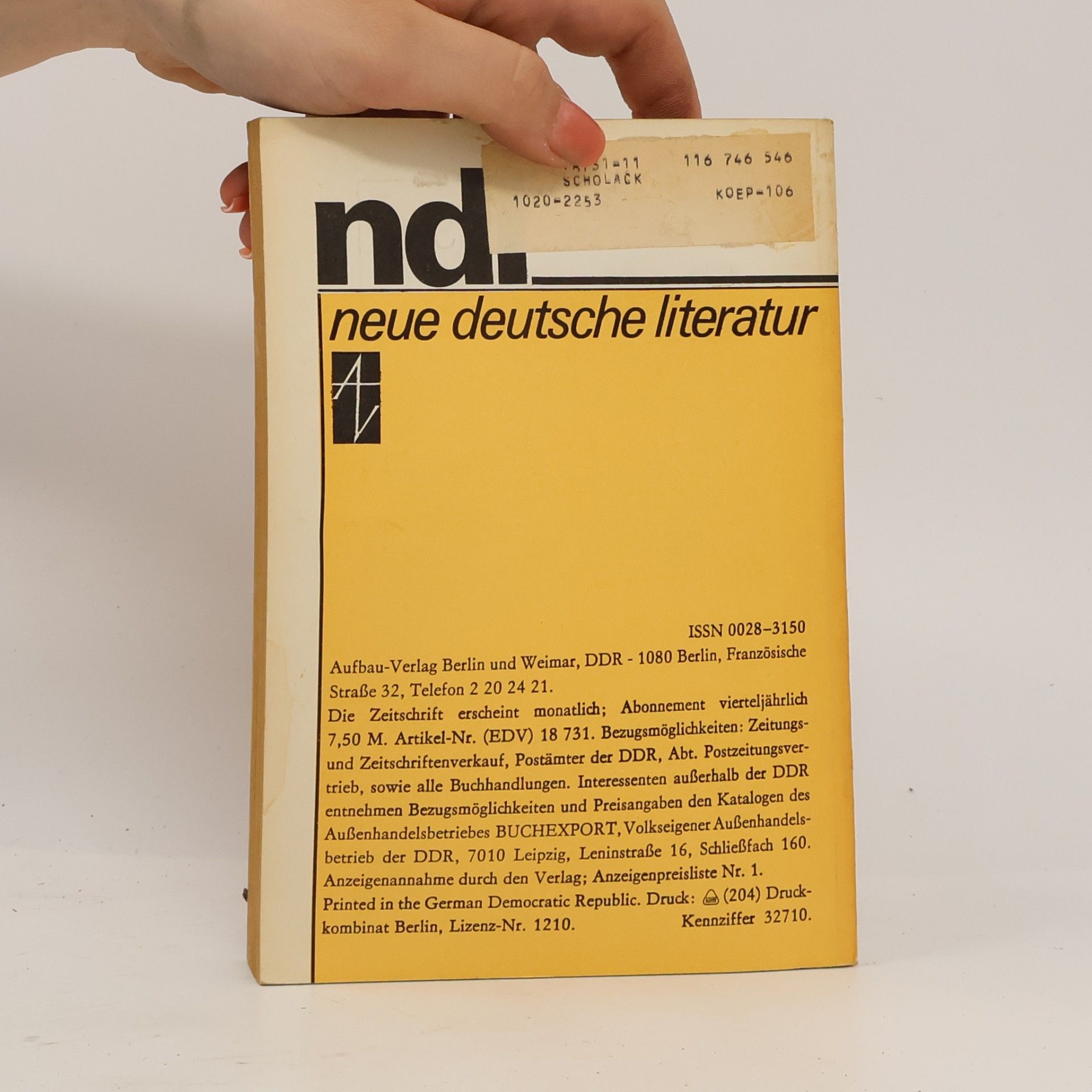 Autorenkollektiv Neue Deutsche Literatur 11