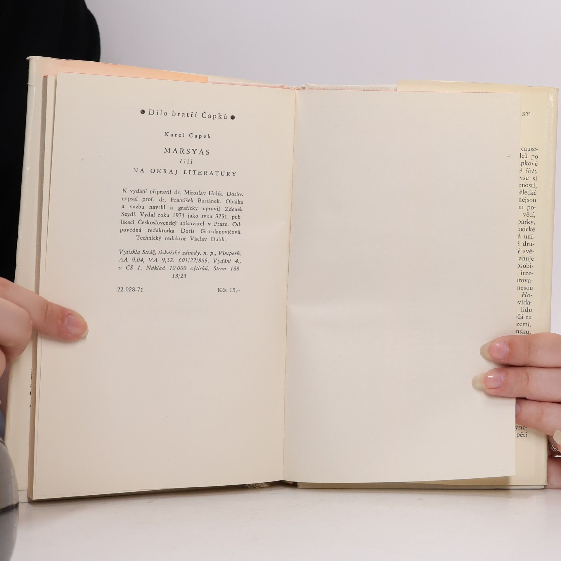 Karel Čapek Marsyas čili Na okraj literatury